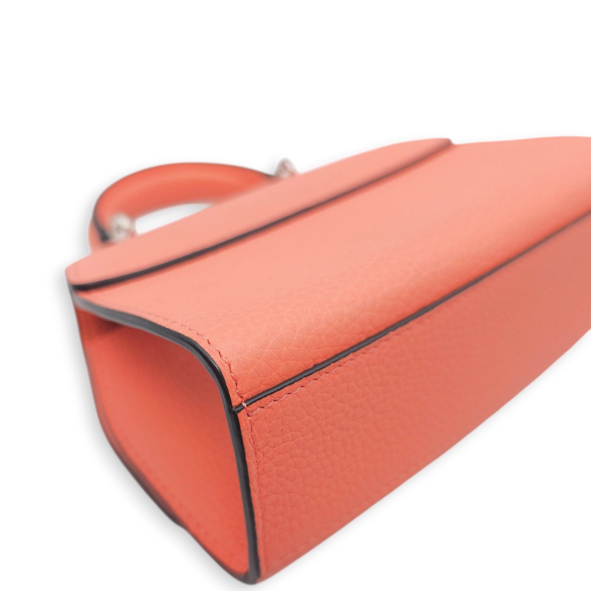 Rejane Nano Pink Shoulder Bag in Calfskin, Silver hardware