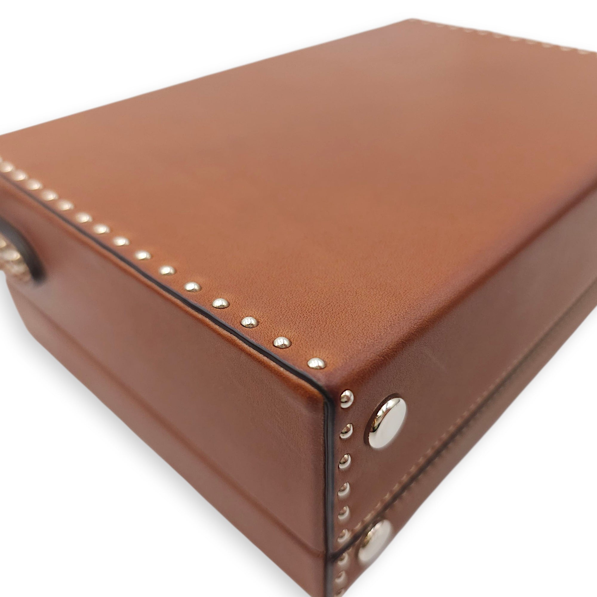 Suitcase Little Brown Shoulder Bag in Calfskin, Silver hardware