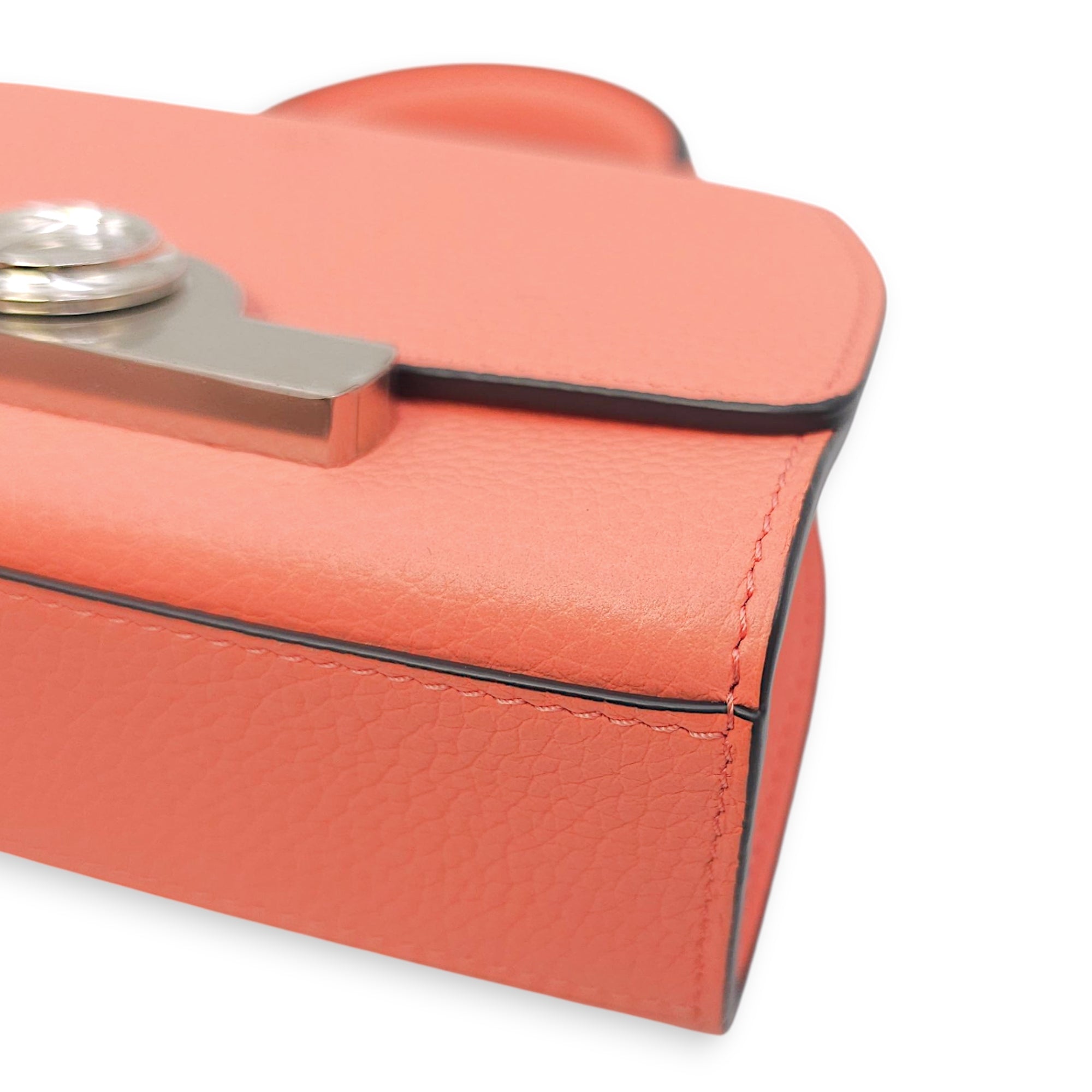 Rejane Nano Pink Shoulder Bag in Calfskin, Silver hardware