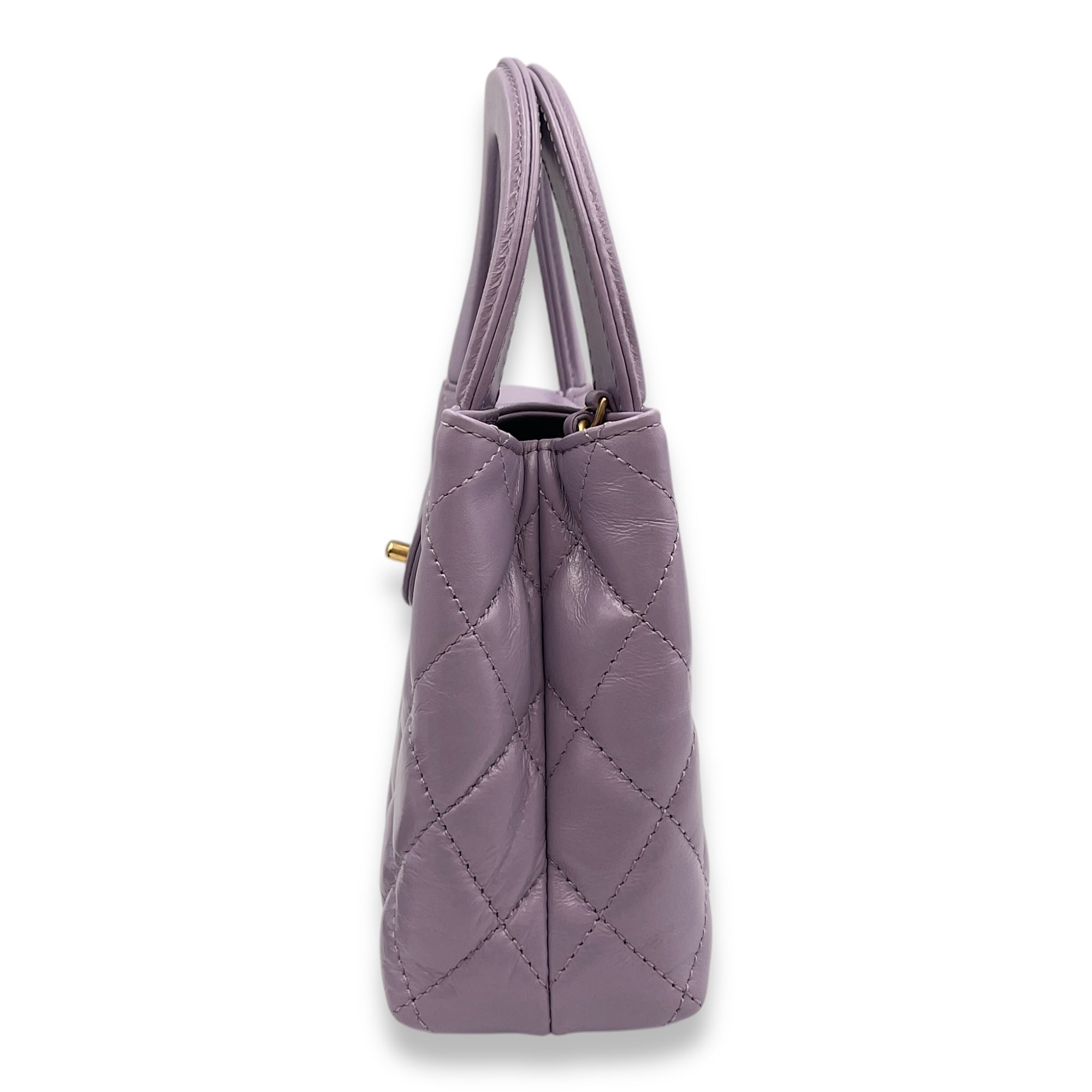 Kelly Mini Lilac Top Handle Bag in Lambskin, Brushed Gold hardware