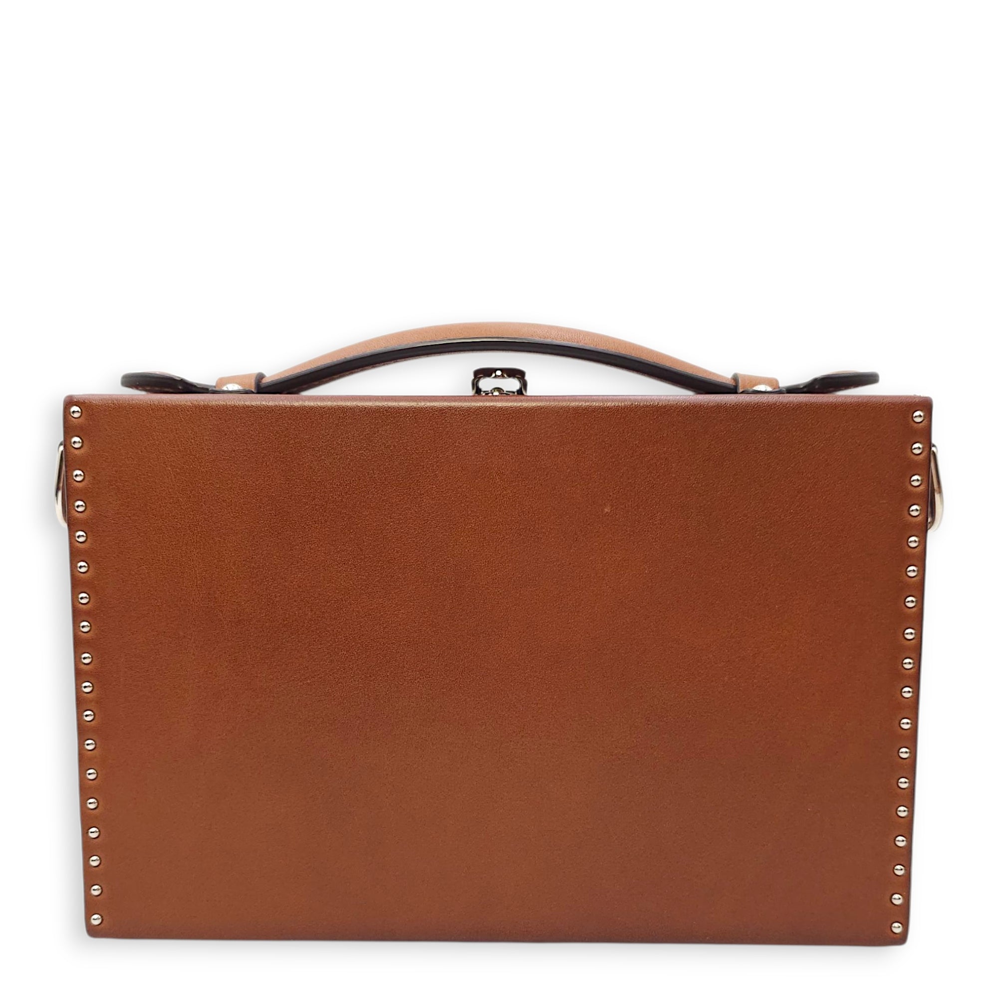 Suitcase Little Brown Shoulder Bag in Calfskin, Silver hardware