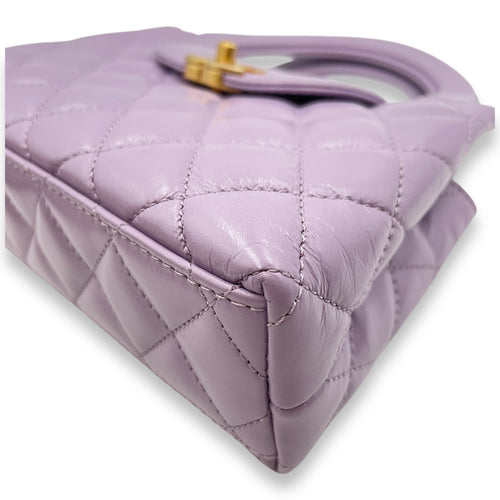 Kelly Mini Lilac Top Handle Bag in Lambskin, Brushed Gold hardware
