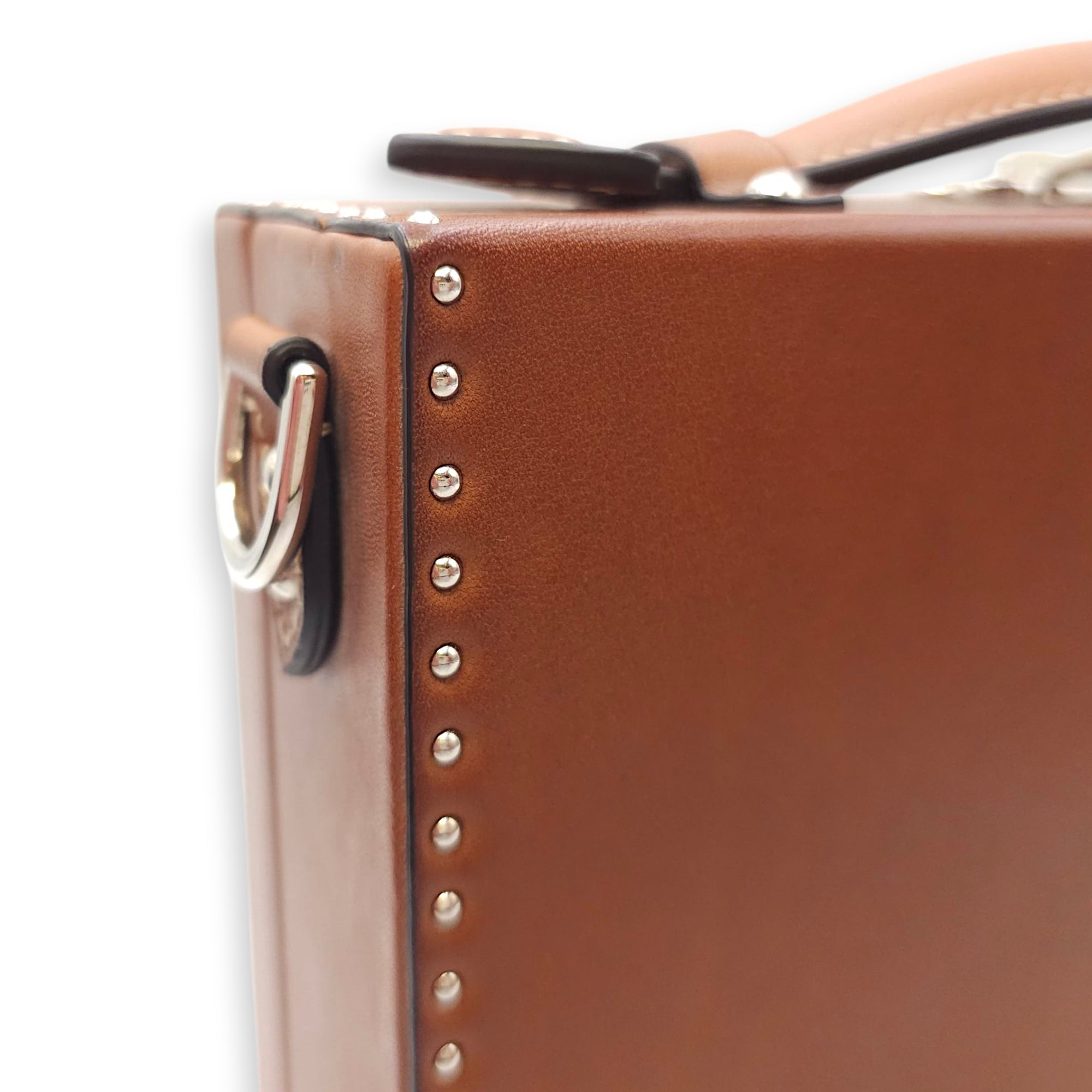 Suitcase Little Brown Shoulder Bag in Calfskin, Silver hardware