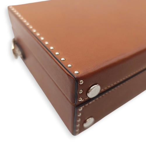 Suitcase Little Brown Shoulder Bag in Calfskin, Silver hardware