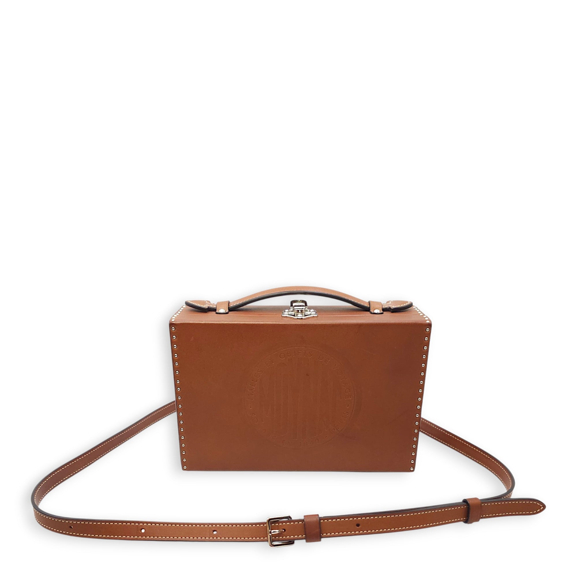 Suitcase Little Brown Shoulder Bag in Calfskin, Silver hardware