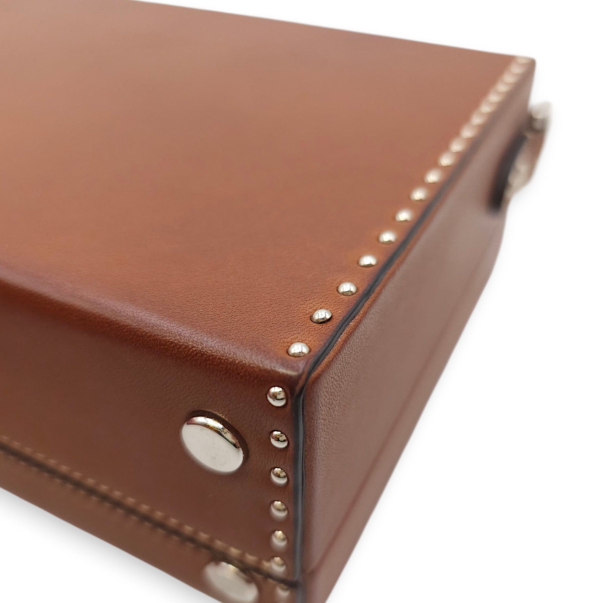 Suitcase Little Brown Shoulder Bag in Calfskin, Silver hardware