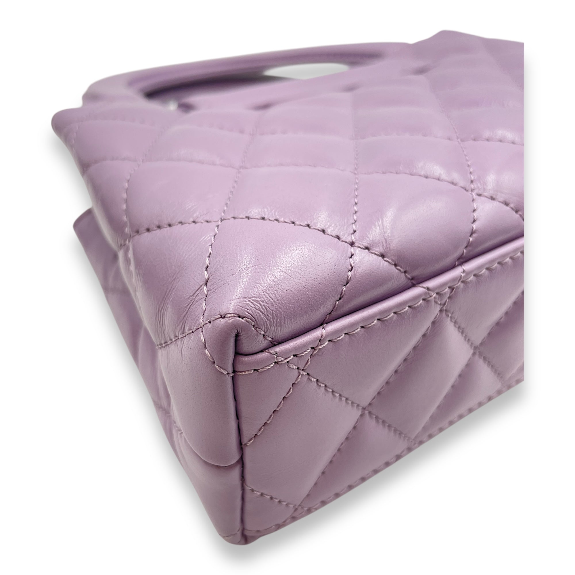 Kelly Mini Lilac Top Handle Bag in Lambskin, Brushed Gold hardware
