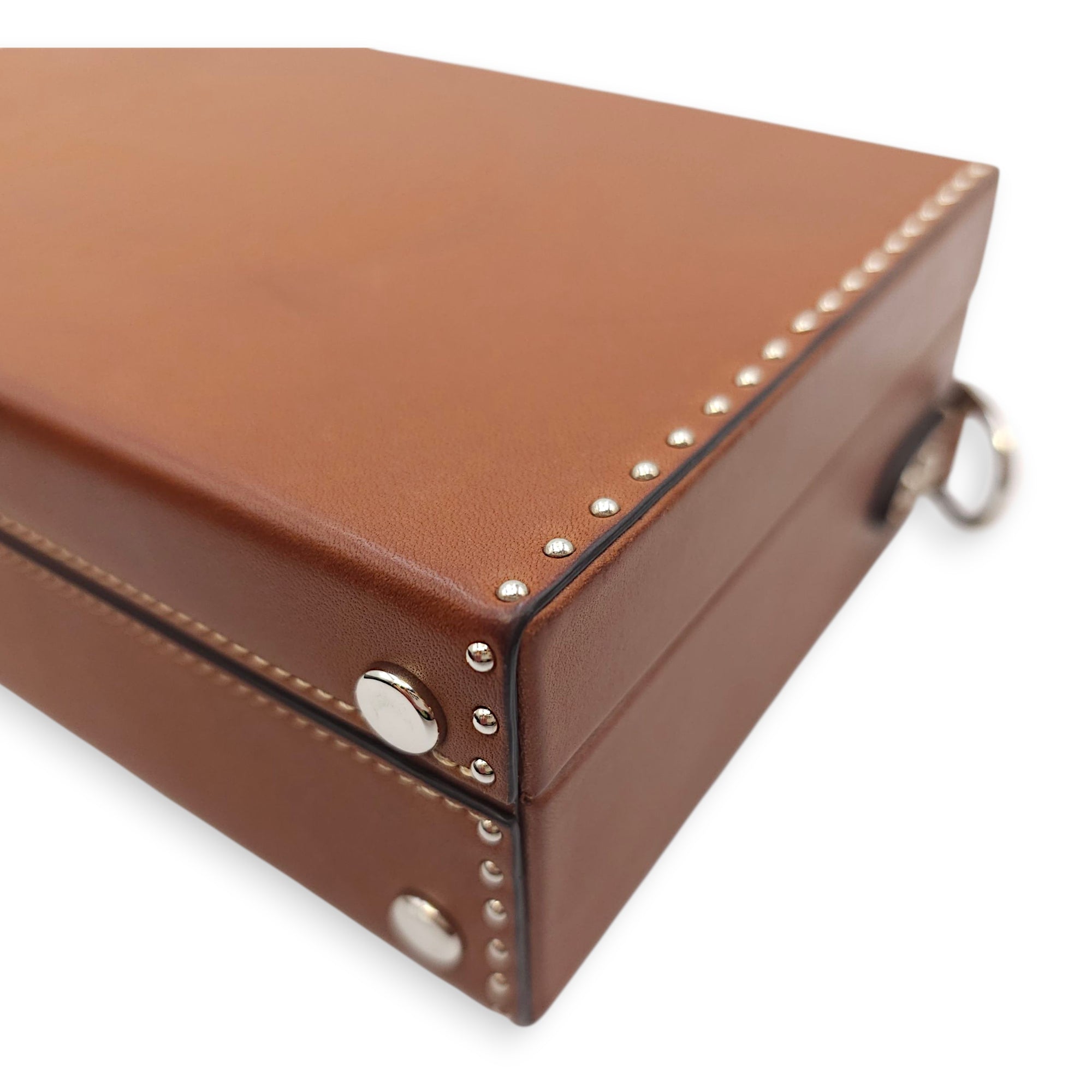 Suitcase Little Brown Shoulder Bag in Calfskin, Silver hardware