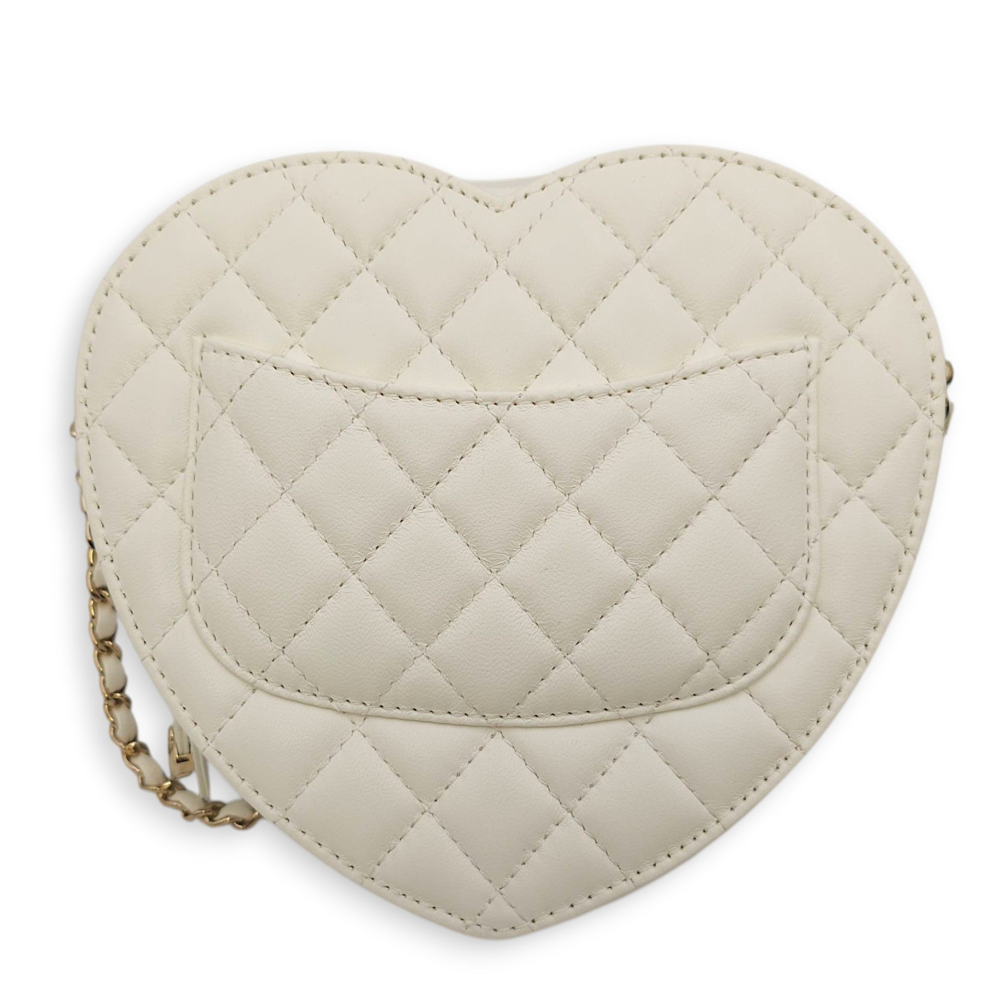 CC White Heart Bag in Lambskin, Champagne hardware