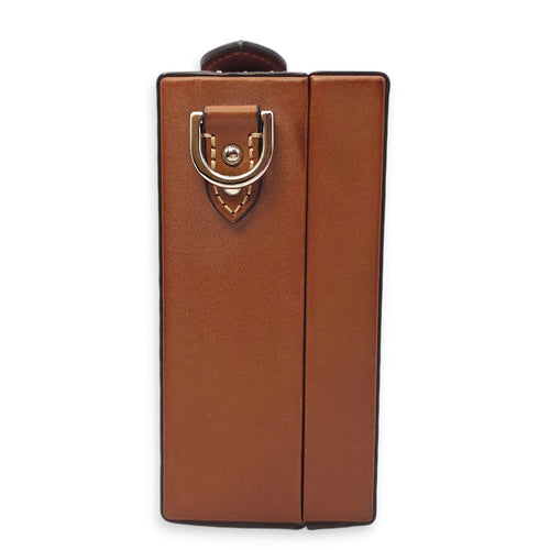 Suitcase Little Brown Shoulder Bag in Calfskin, Silver hardware