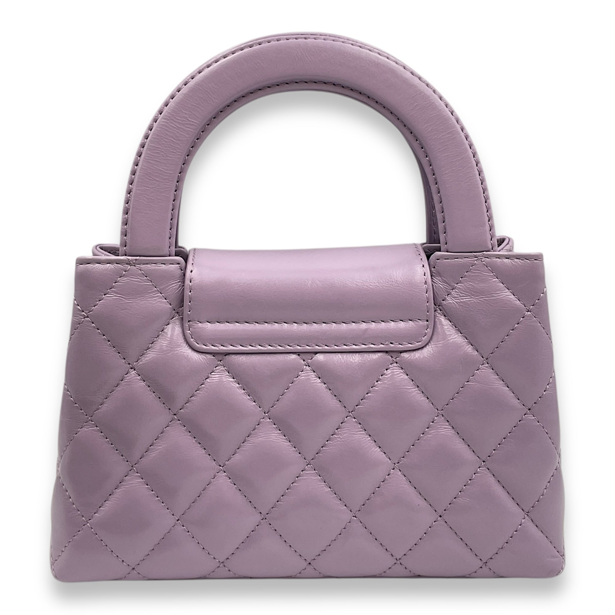 Kelly Mini Lilac Top Handle Bag in Lambskin, Brushed Gold hardware