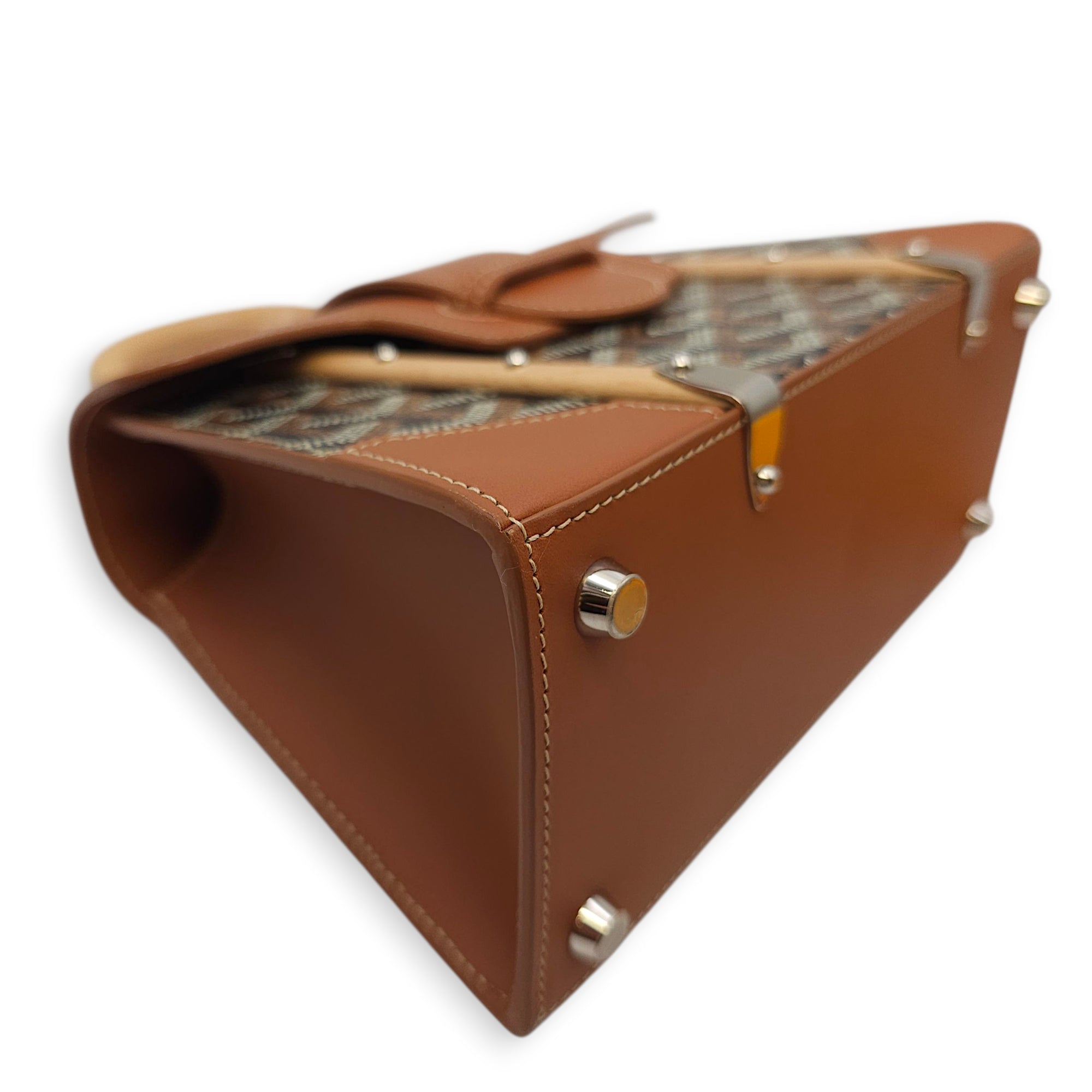 Saigon Mini Brown Shoulder Bag in Calfskin, Silver hardware