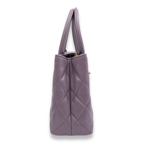 Kelly Mini Lilac Top Handle Bag in Lambskin, Brushed Gold hardware