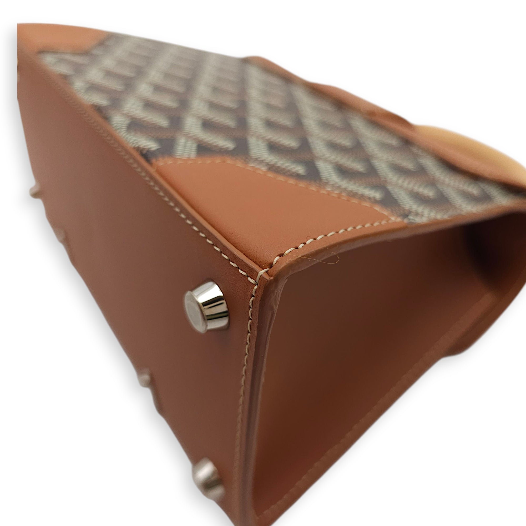 Saigon Mini Brown Shoulder Bag in Calfskin, Silver hardware