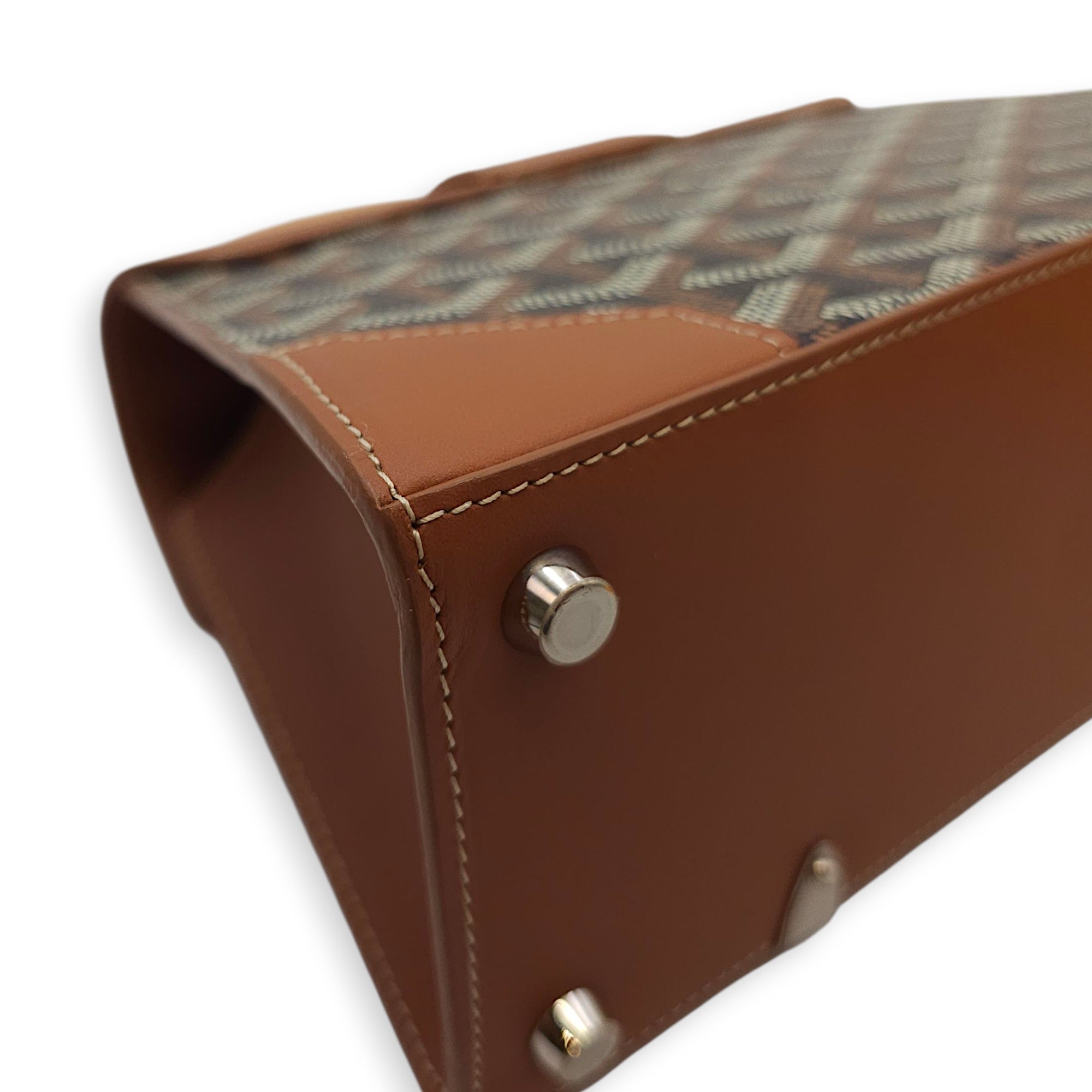 Saigon Mini Brown Shoulder Bag in Calfskin, Silver hardware