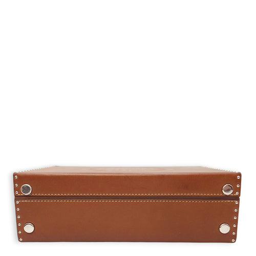 Suitcase Little Brown Shoulder Bag in Calfskin, Silver hardware
