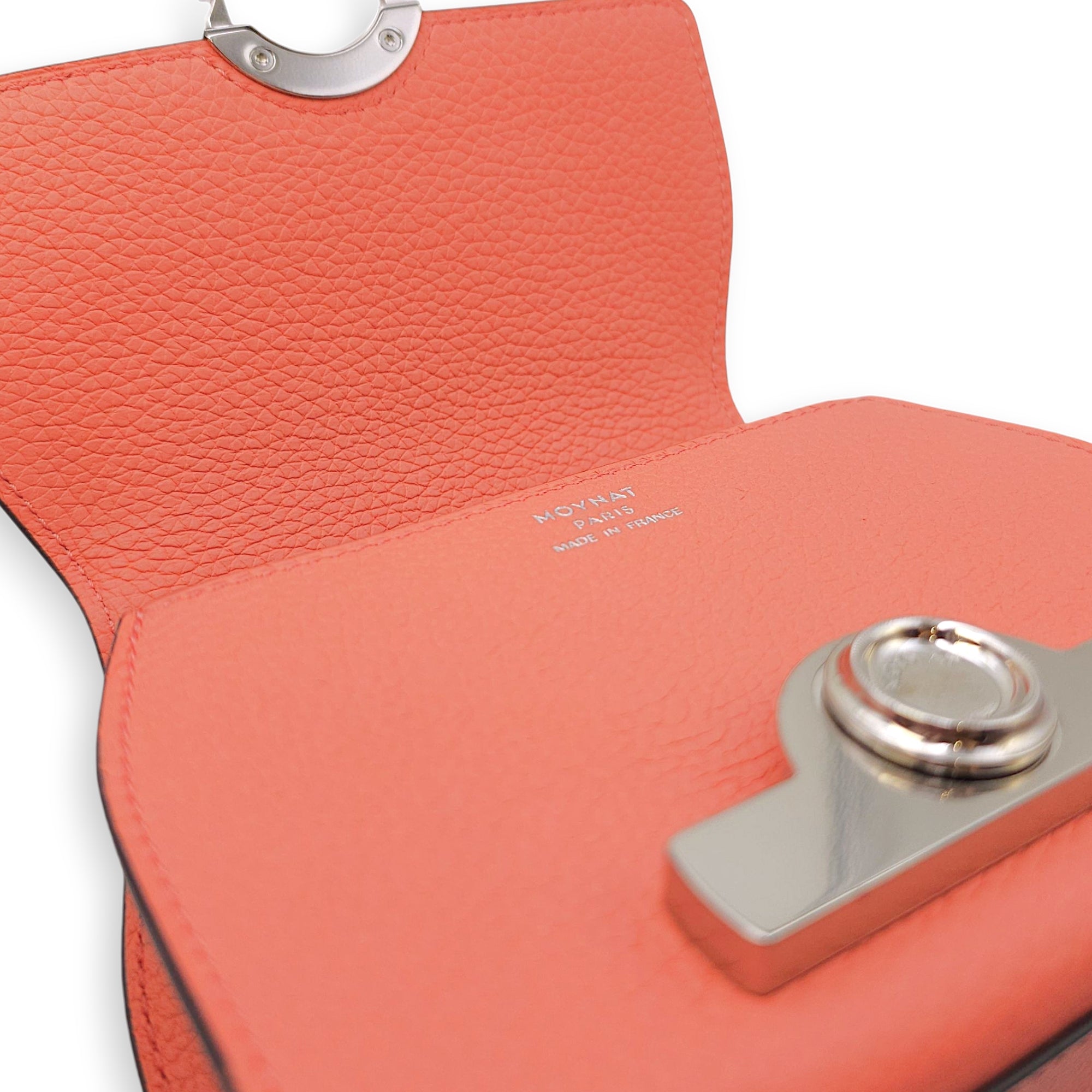 Rejane Nano Pink Shoulder Bag in Calfskin, Silver hardware