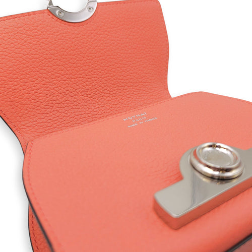 Rejane Nano Pink Shoulder Bag in Calfskin, Silver hardware