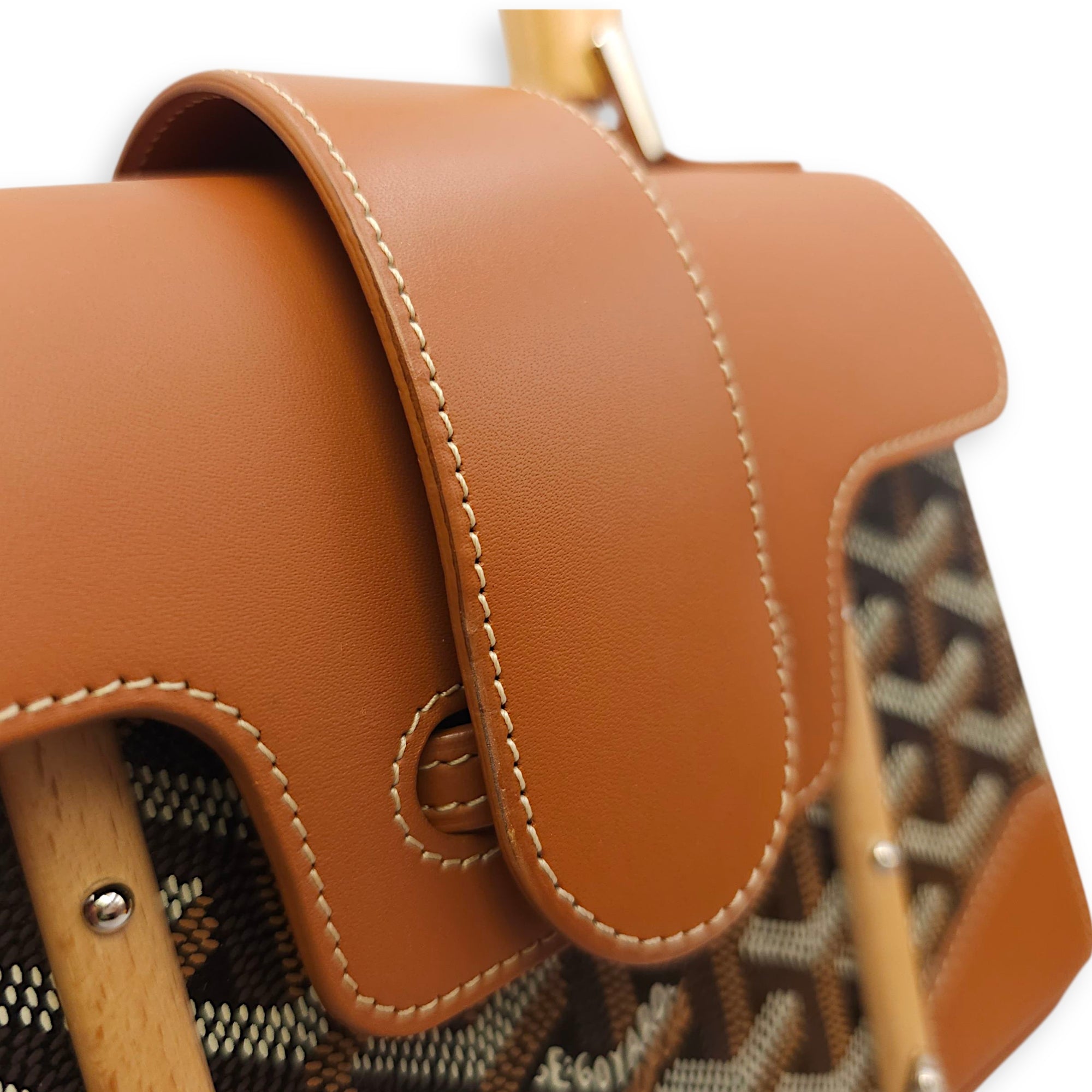 Saigon Mini Brown Shoulder Bag in Calfskin, Silver hardware