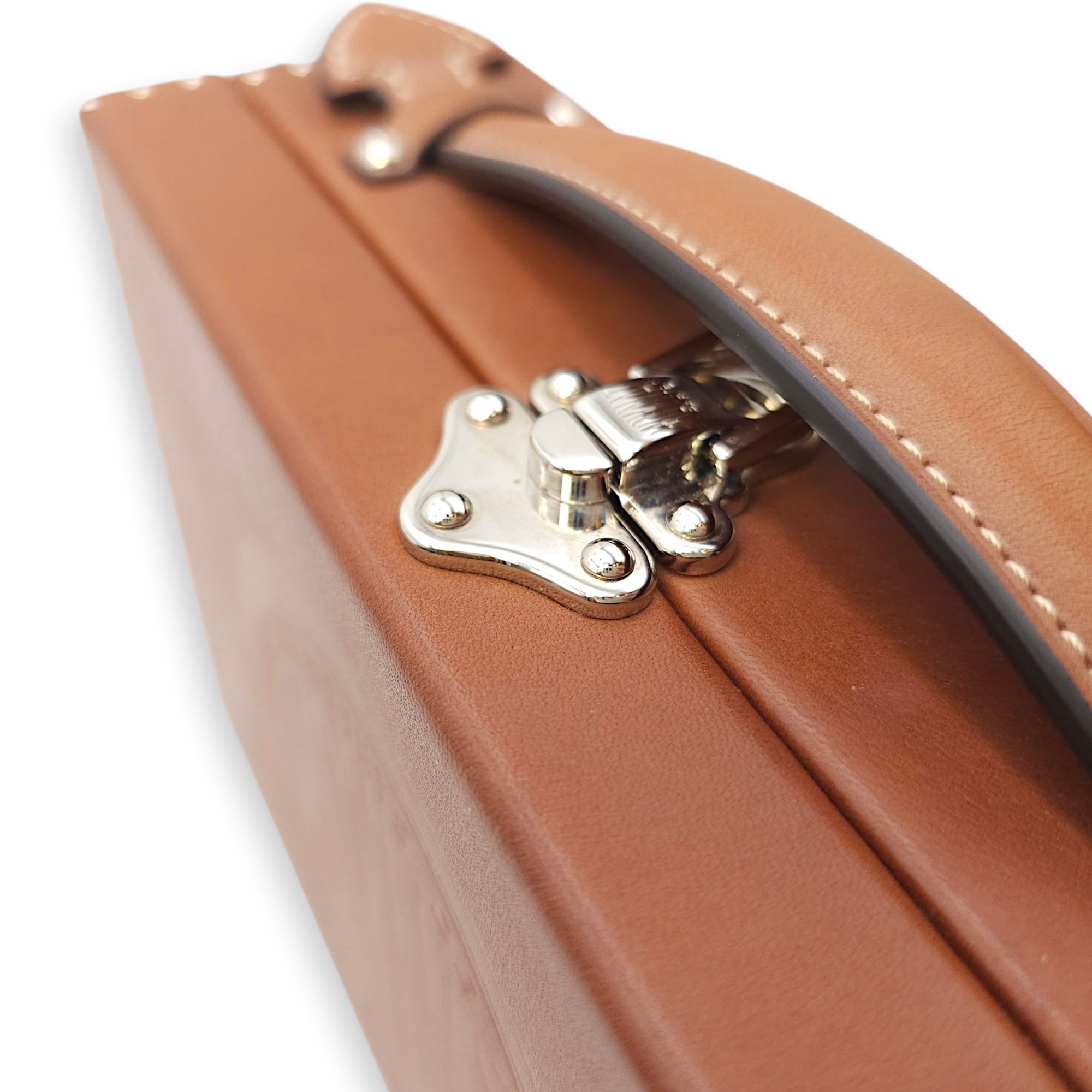 Suitcase Little Brown Shoulder Bag in Calfskin, Silver hardware