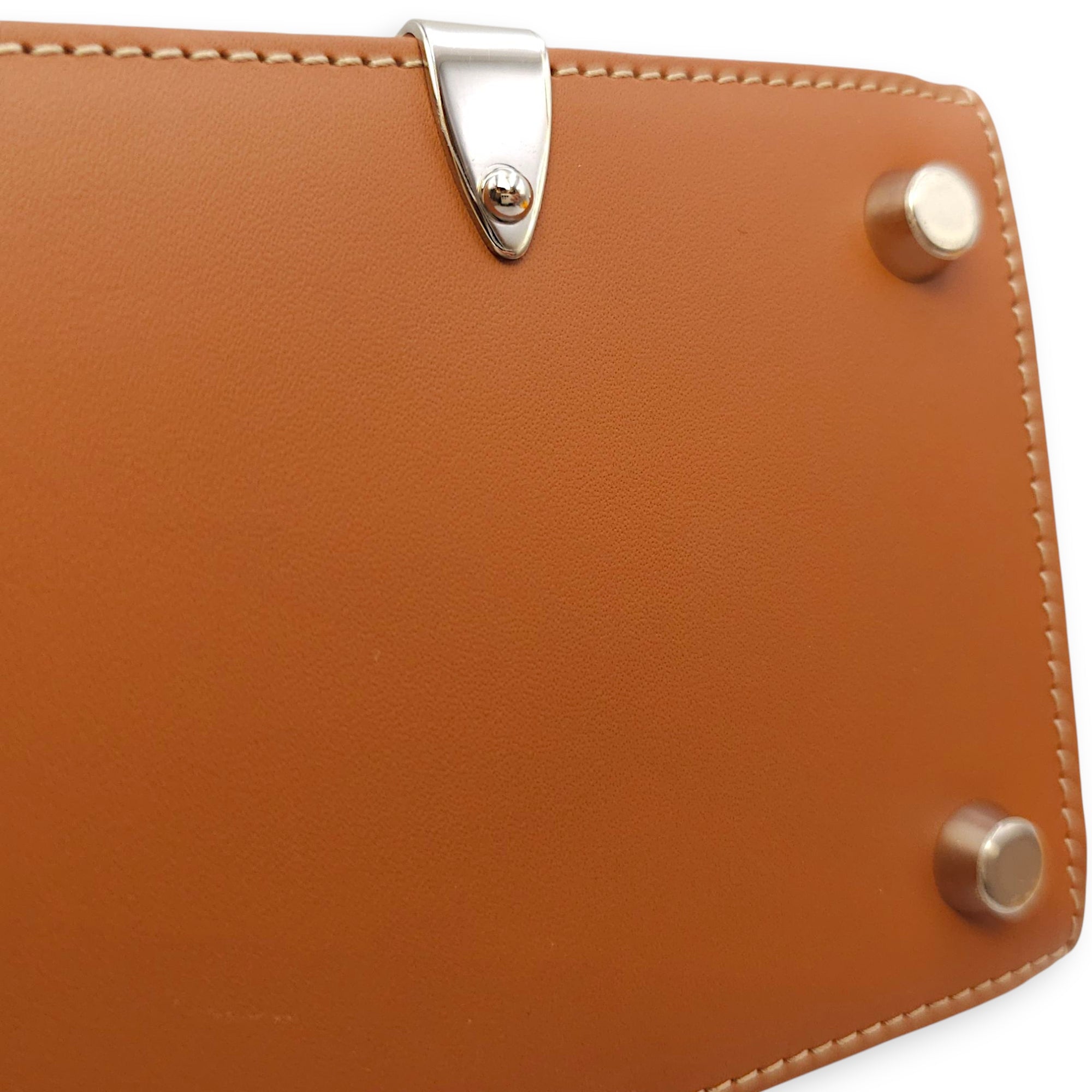 Saigon Mini Brown Shoulder Bag in Calfskin, Silver hardware