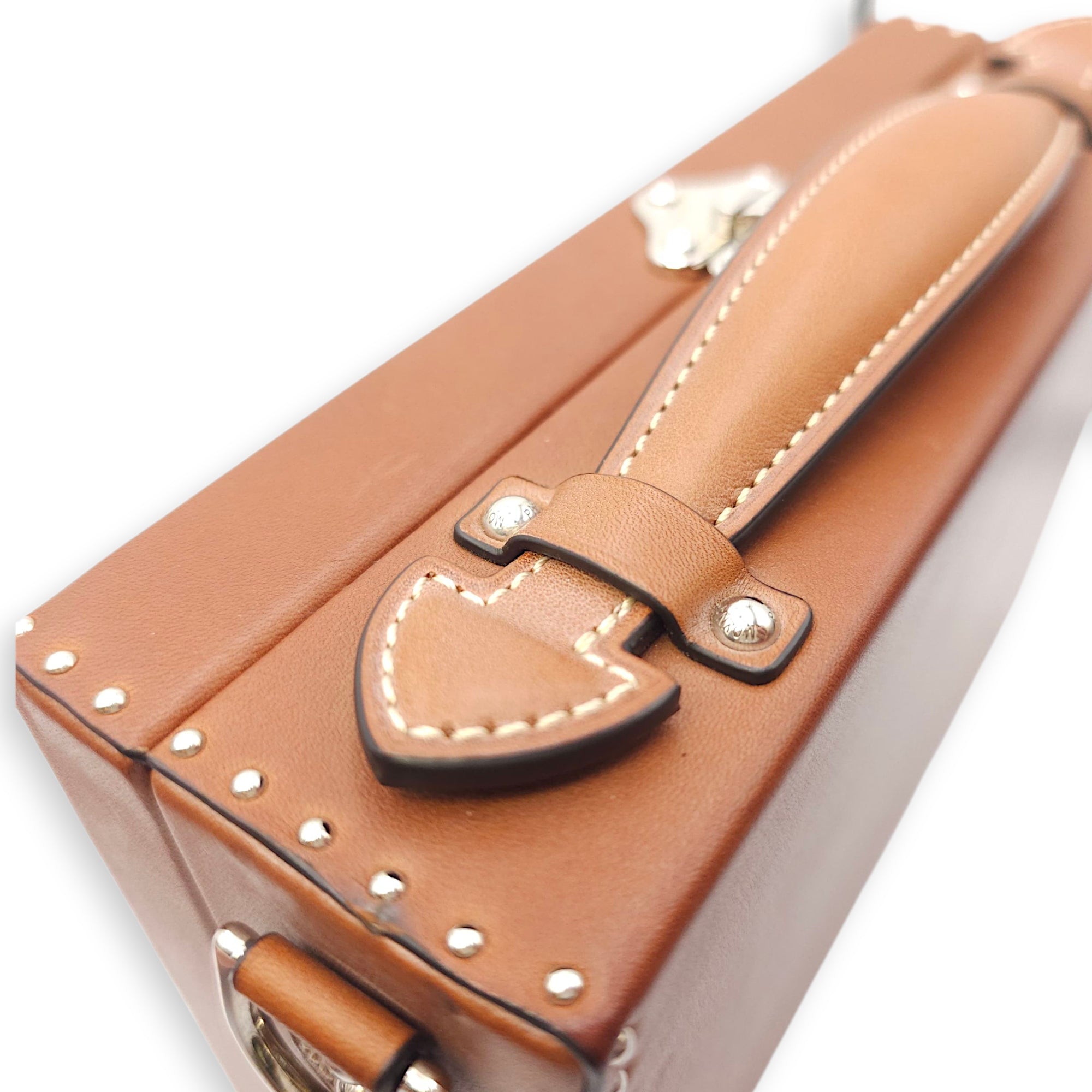 Suitcase Little Brown Shoulder Bag in Calfskin, Silver hardware