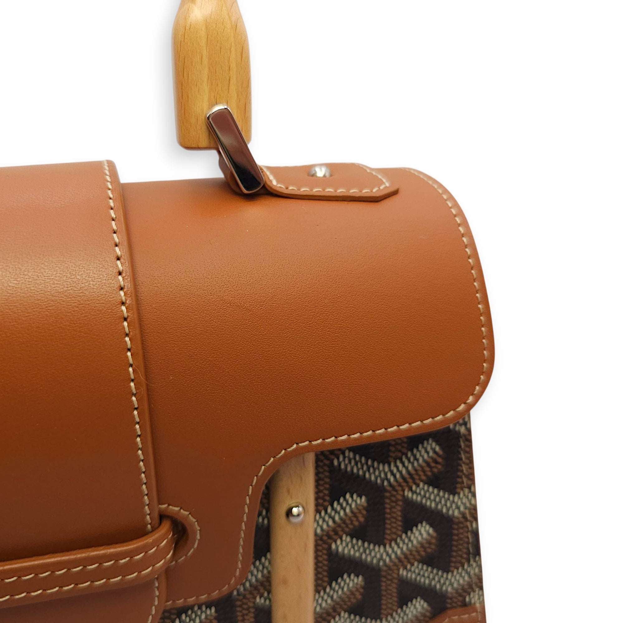 Saigon Mini Brown Shoulder Bag in Calfskin, Silver hardware
