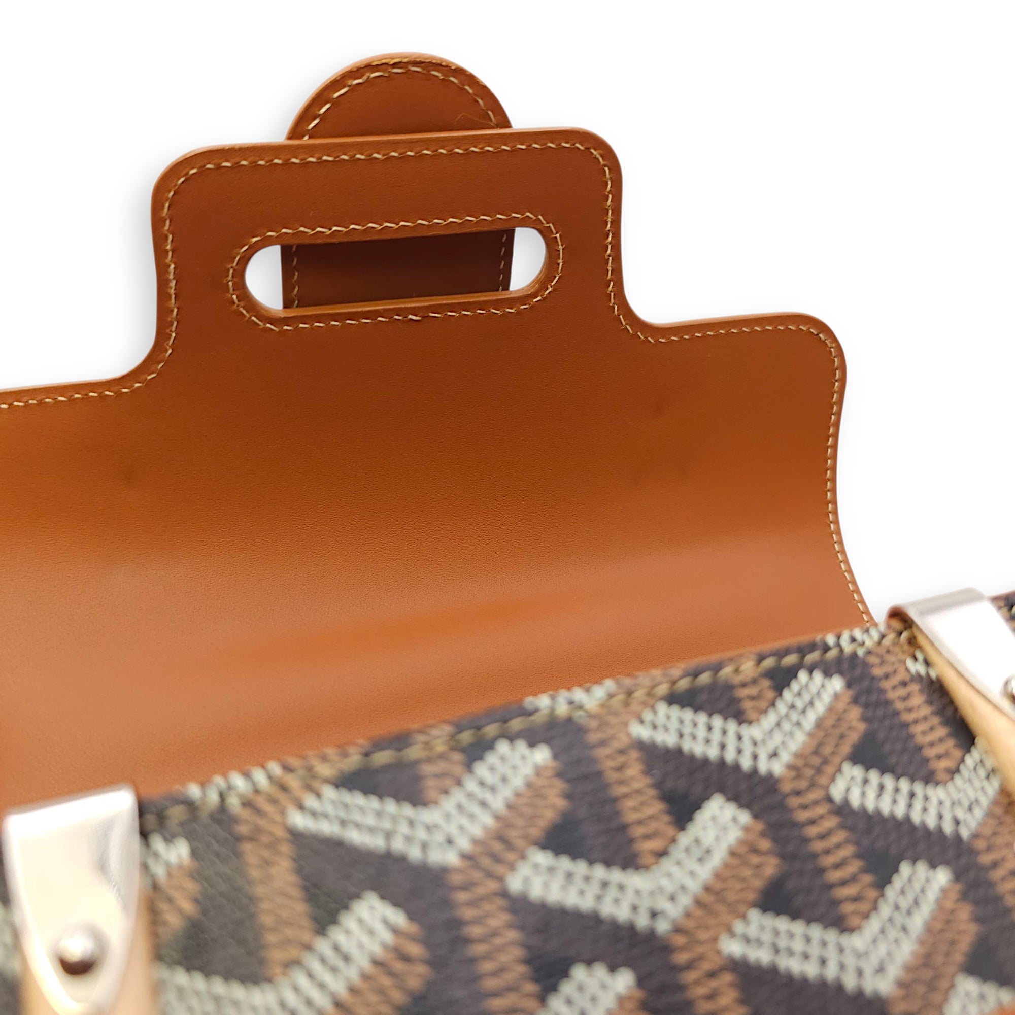 Saigon Mini Brown Shoulder Bag in Calfskin, Silver hardware