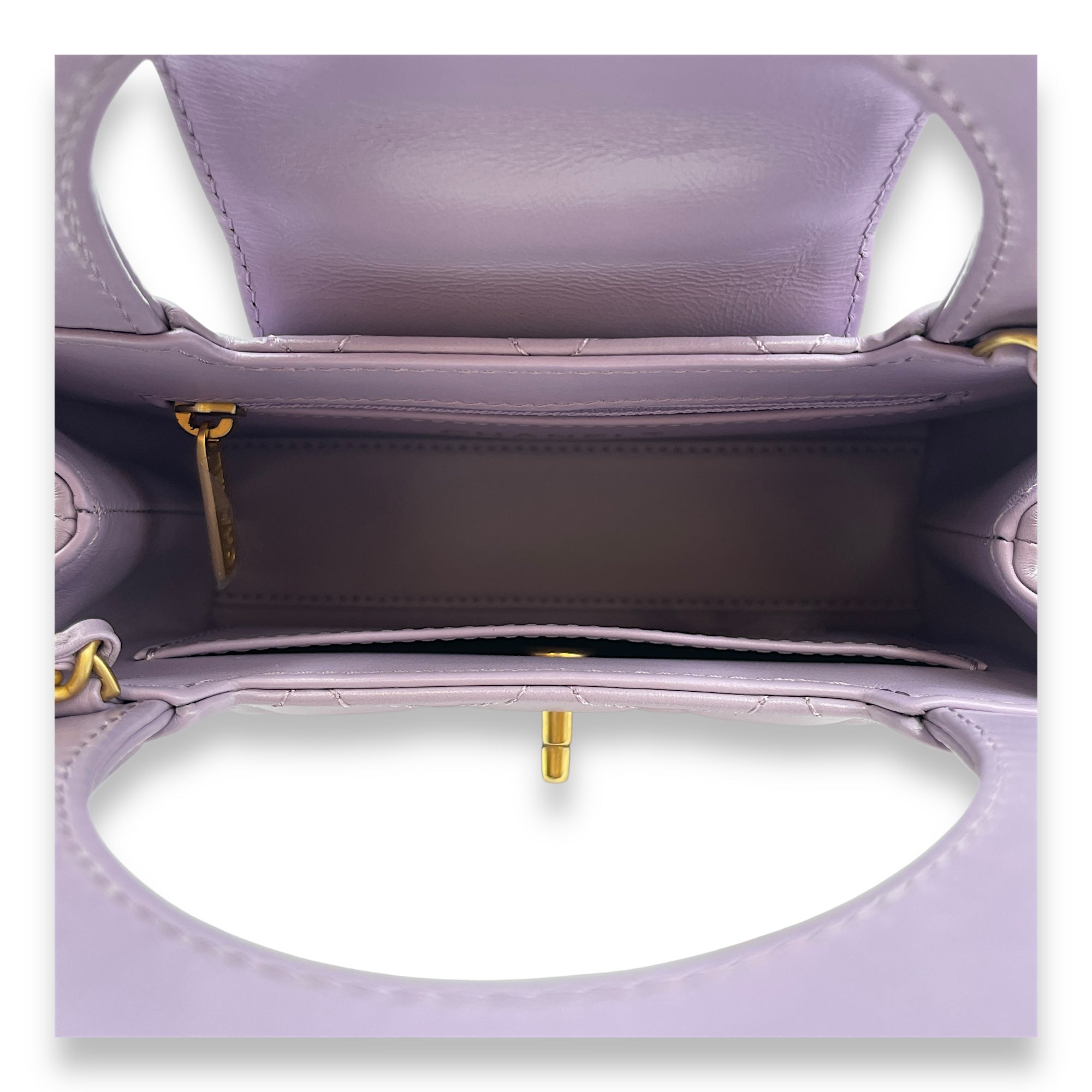 Kelly Mini Lilac Top Handle Bag in Lambskin, Brushed Gold hardware