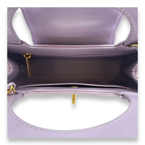 Kelly Mini Lilac Top Handle Bag in Lambskin, Brushed Gold hardware