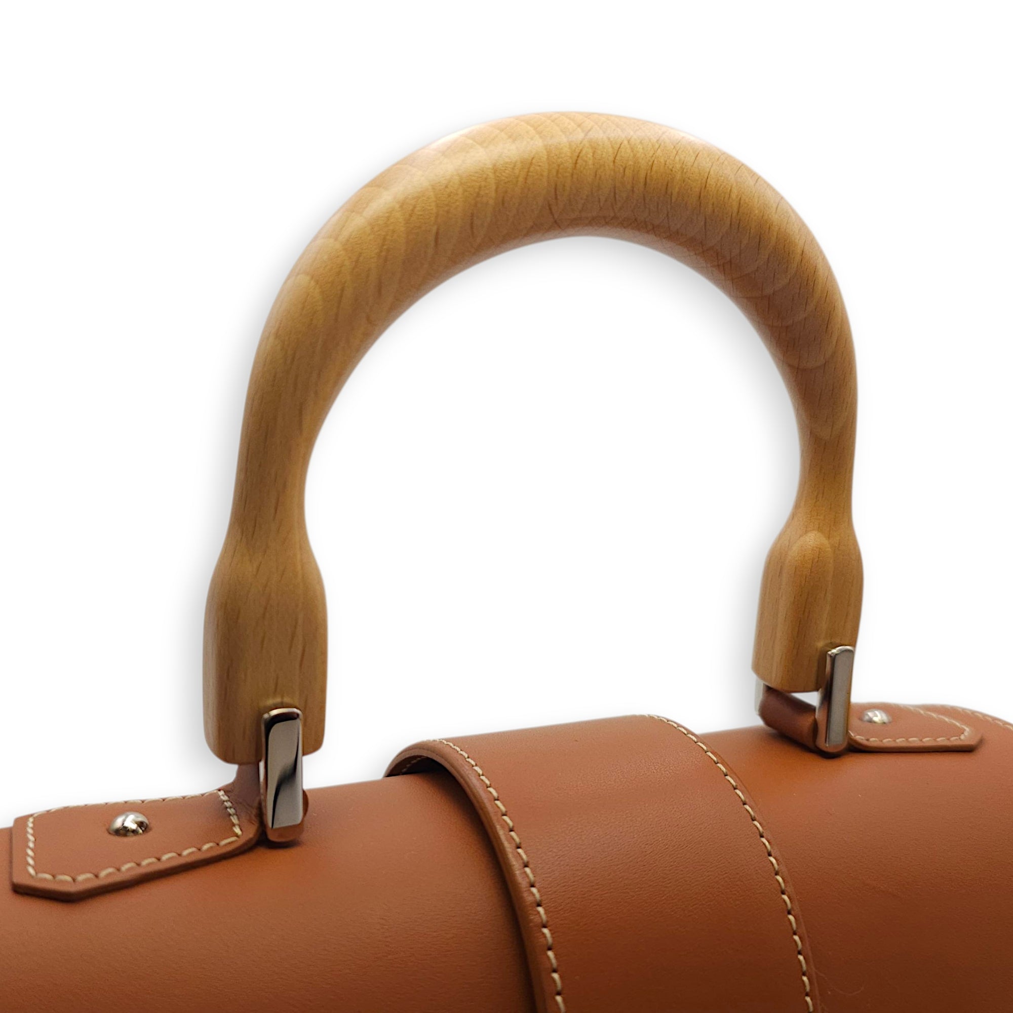 Saigon Mini Brown Shoulder Bag in Calfskin, Silver hardware