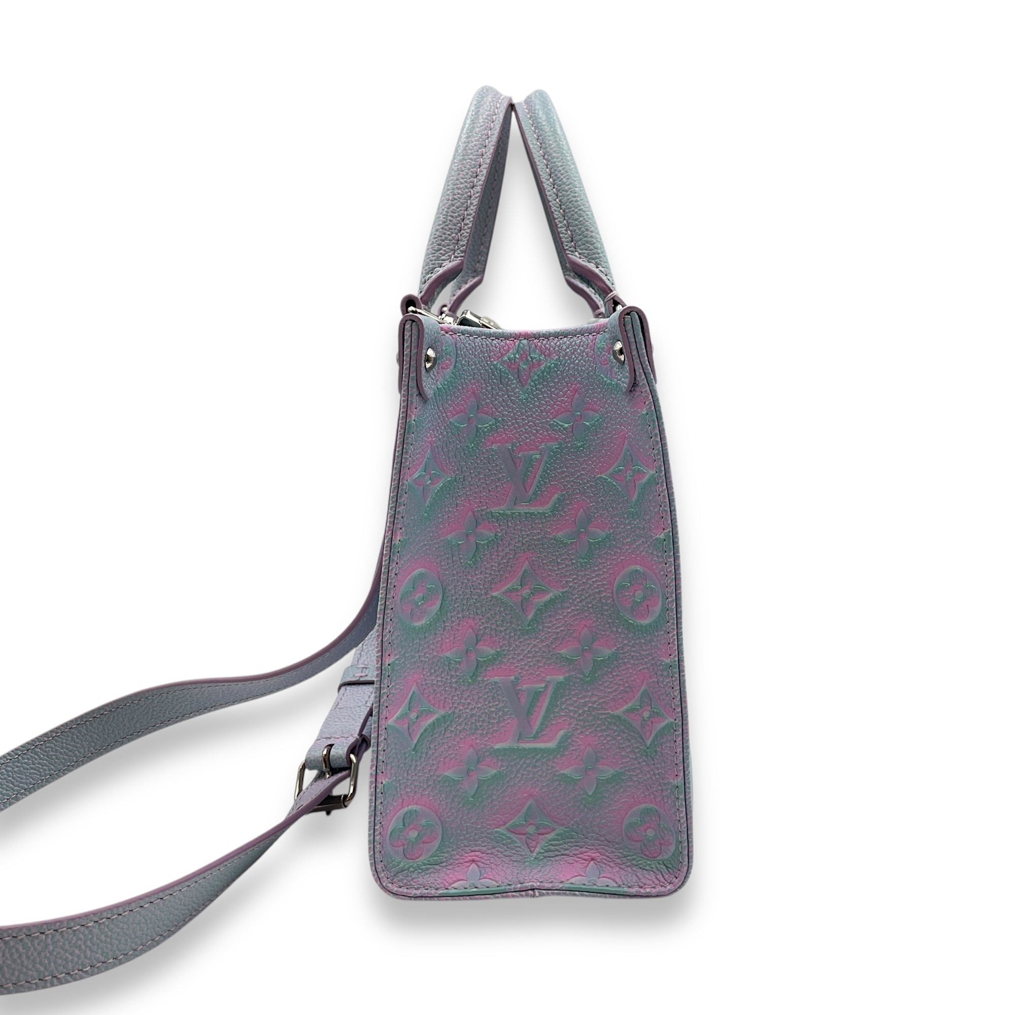 OnTheGo Stardust in Lilas Blue/Pink Top Handle Bag in Calfskin, Silver hardware