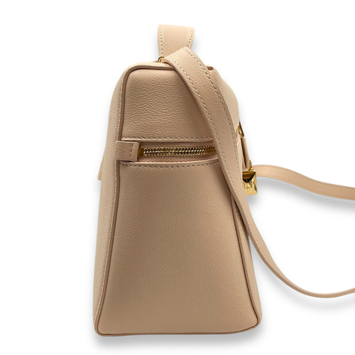 Extra Pocket 27 Honey Beige Shoulder Bag in Calfskin, Gold hardware