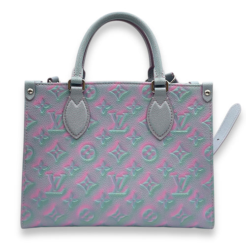 OnTheGo Stardust in Lilas Blue/Pink Top Handle Bag in Calfskin, Silver hardware
