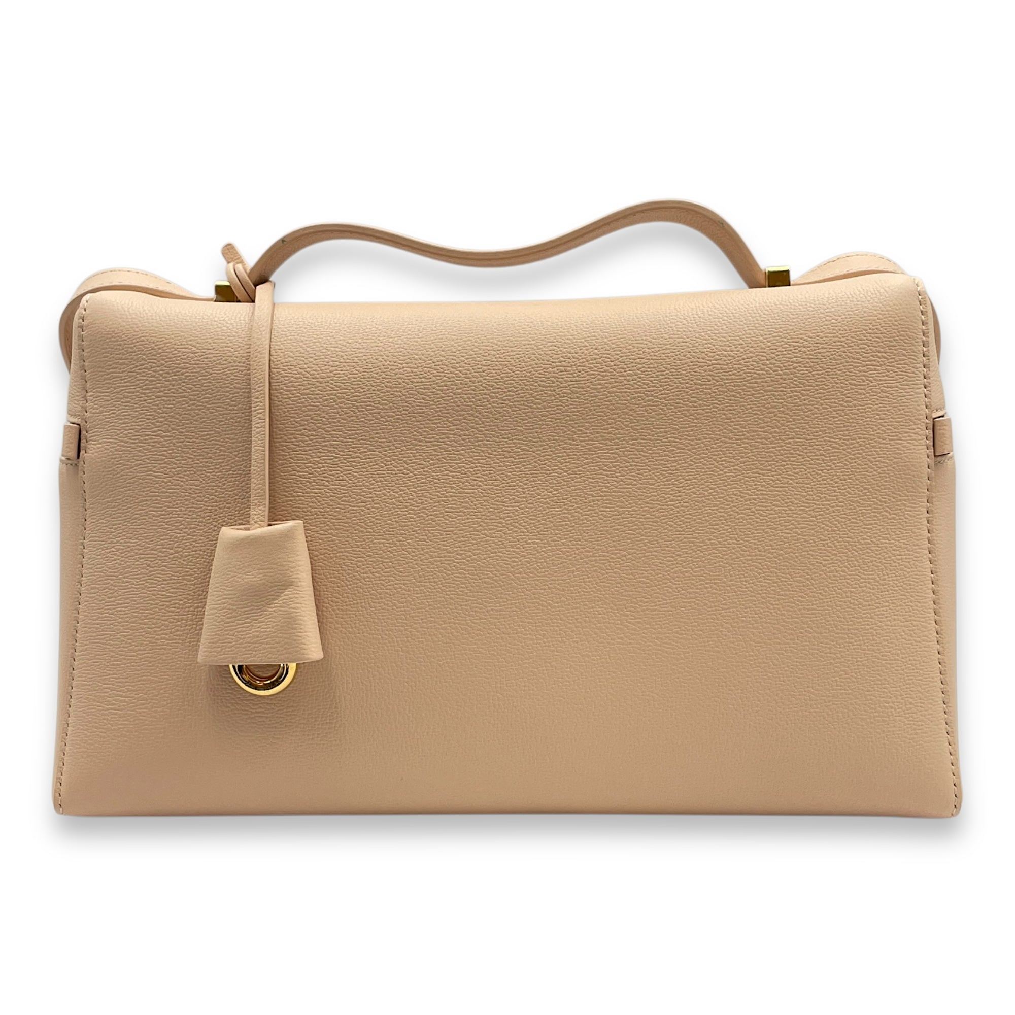 Extra Pocket 27 Honey Beige Shoulder Bag in Calfskin, Gold hardware