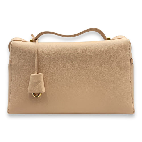 Extra Pocket 27 Honey Beige Shoulder Bag in Calfskin, Gold hardware