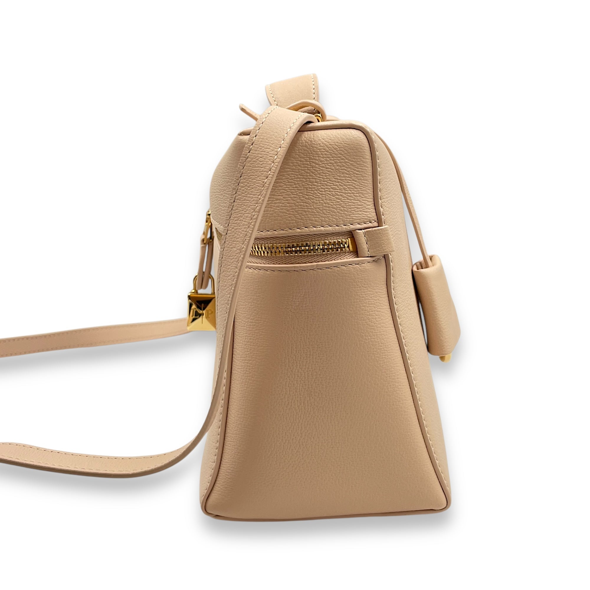 Extra Pocket 27 Honey Beige Shoulder Bag in Calfskin, Gold hardware