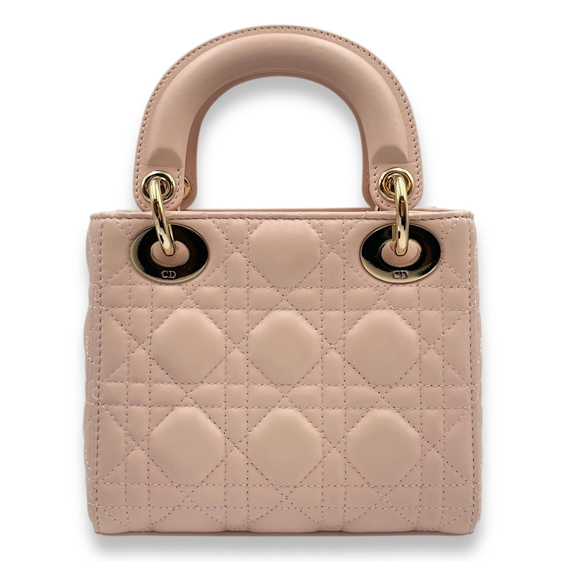 Lady Dior Mini Pale PInk Shoulder Bag in Lambskin, Gold hardware