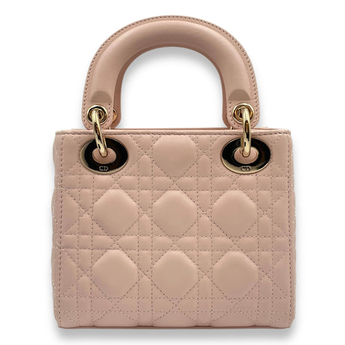 Lady Dior Mini Pale PInk Shoulder Bag in Lambskin, Gold hardware