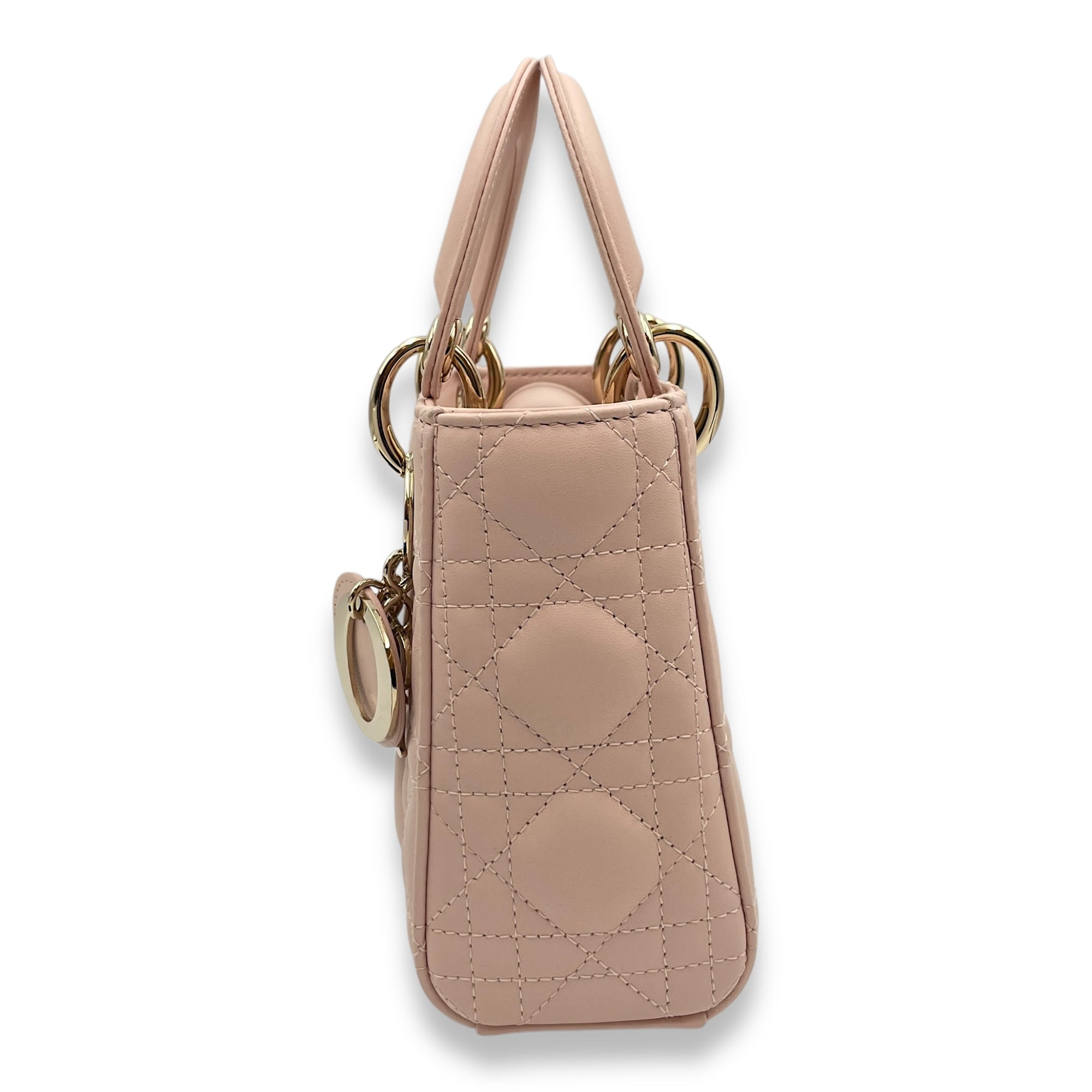 Lady Dior Mini Pale PInk Shoulder Bag in Lambskin, Gold hardware