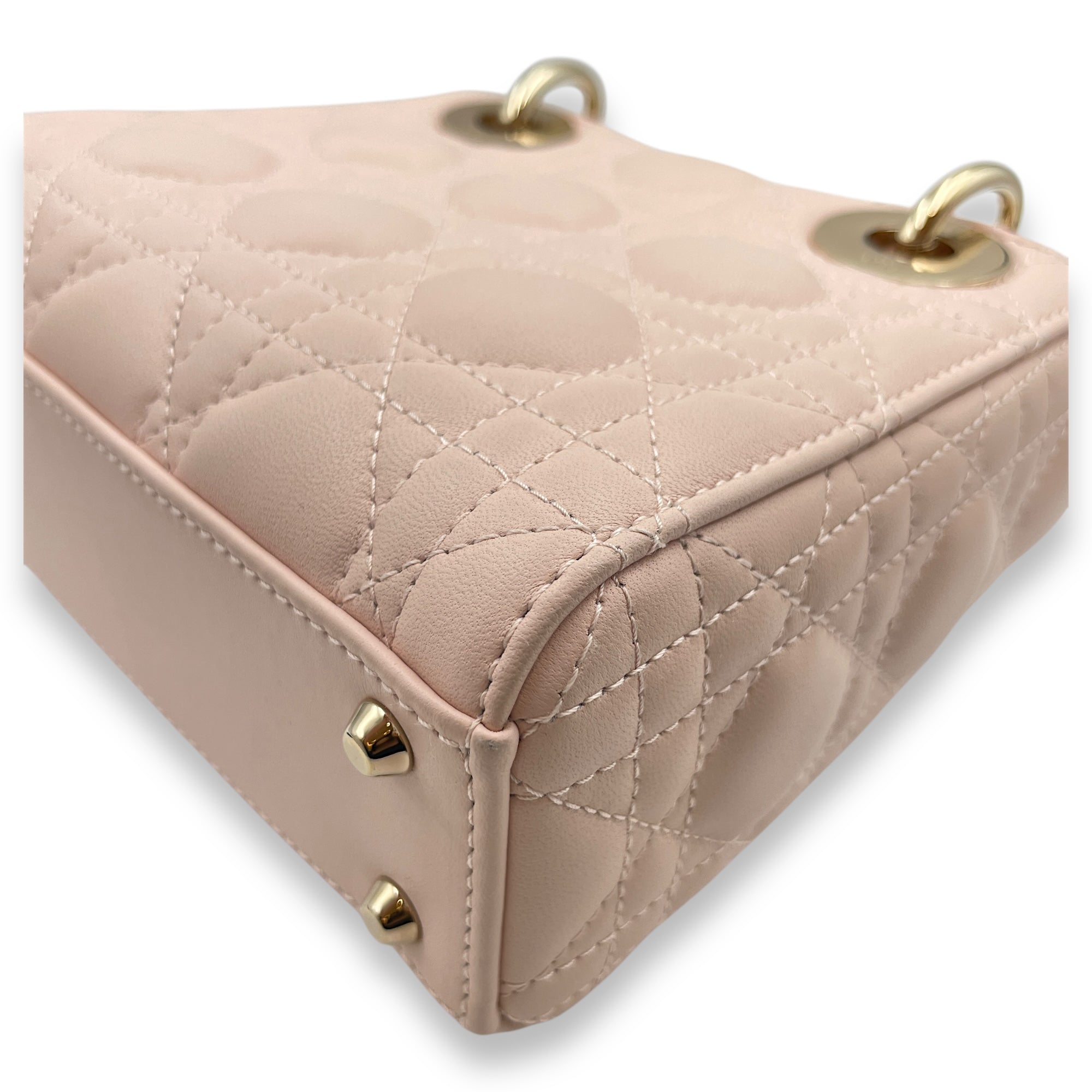 Lady Dior Mini Pale PInk Shoulder Bag in Lambskin, Gold hardware