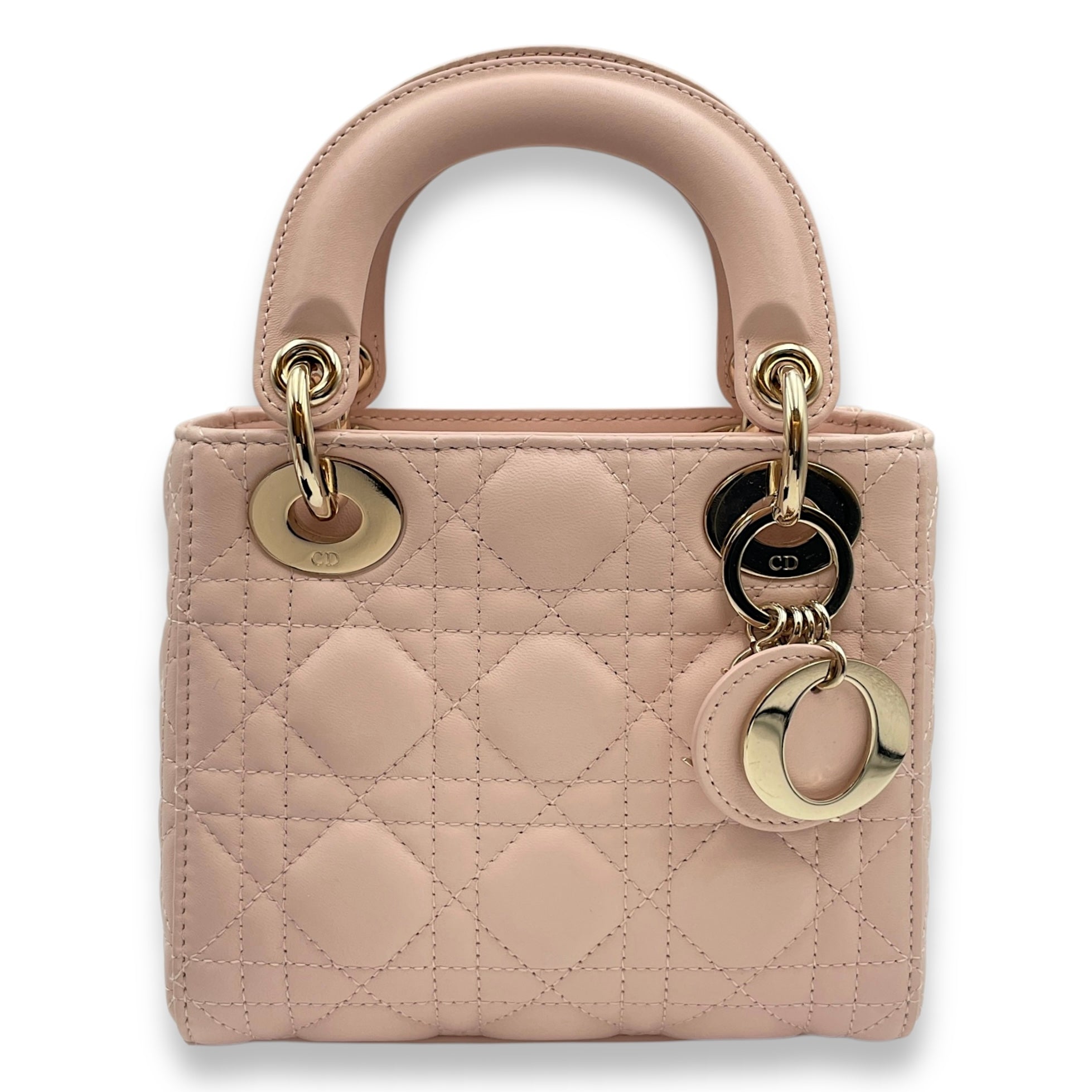 Lady Dior Mini Pale PInk Shoulder Bag in Lambskin, Gold hardware