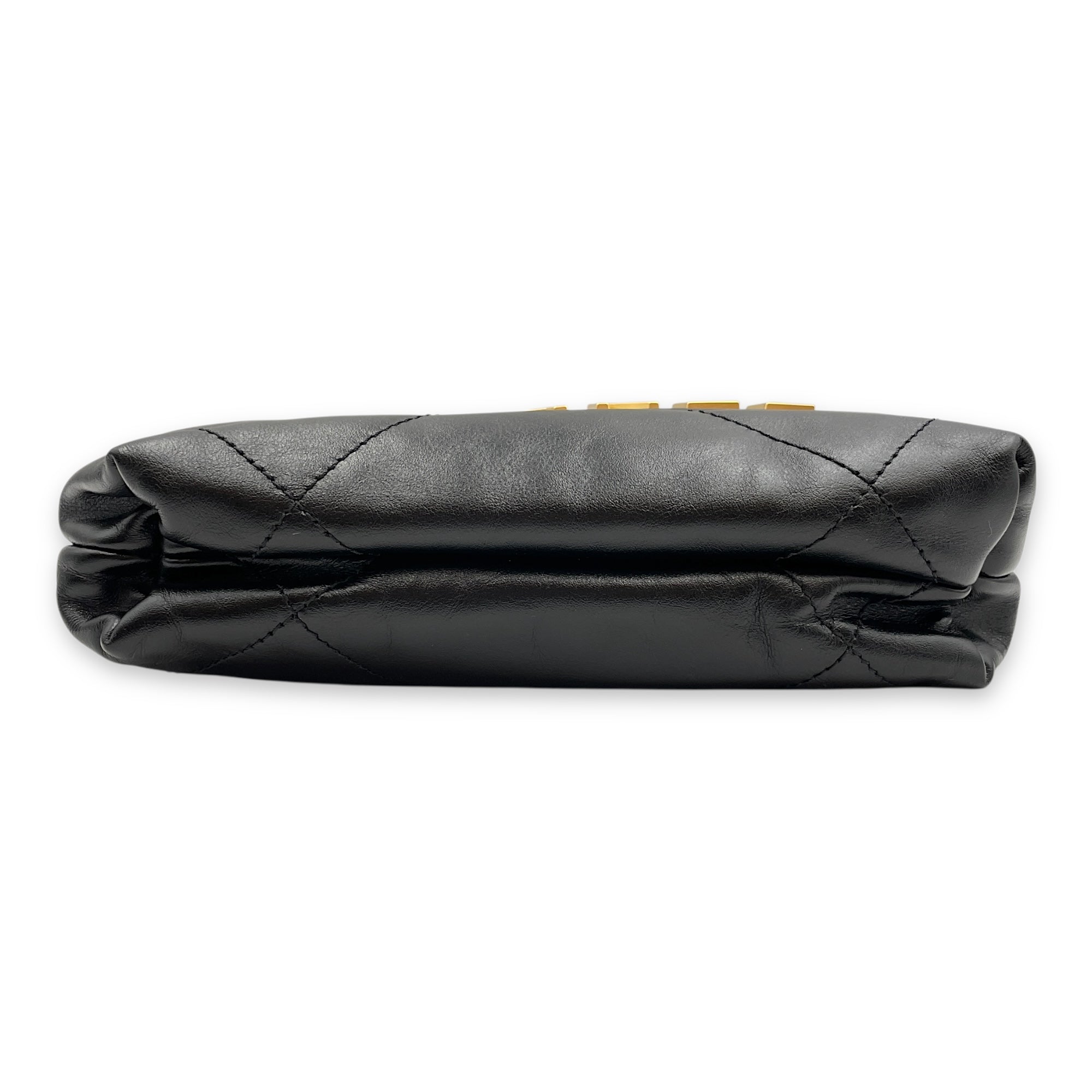 C22 Mini Black Tote Bag in Calfskin, Gold hardware