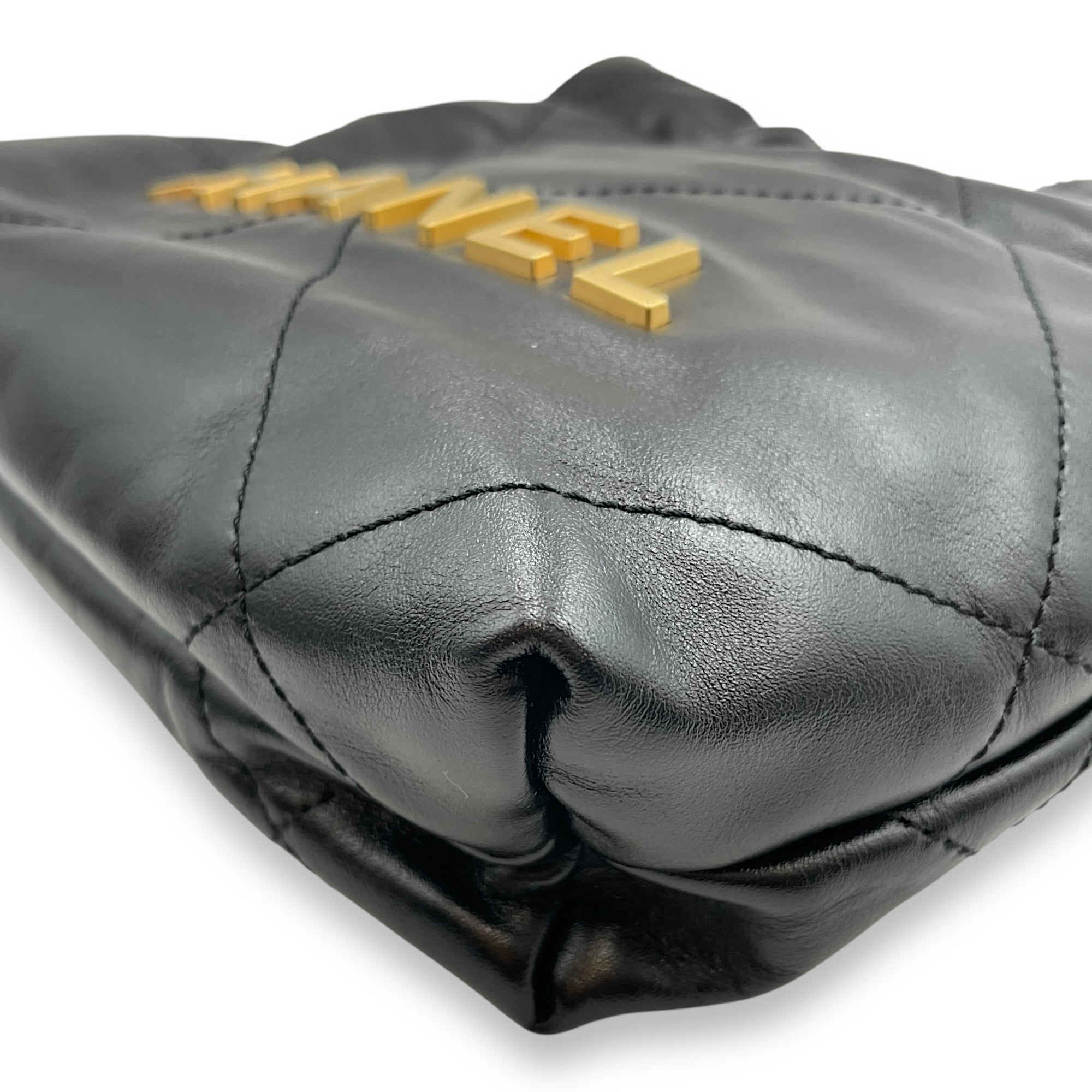 C22 Mini Black Tote Bag in Calfskin, Gold hardware