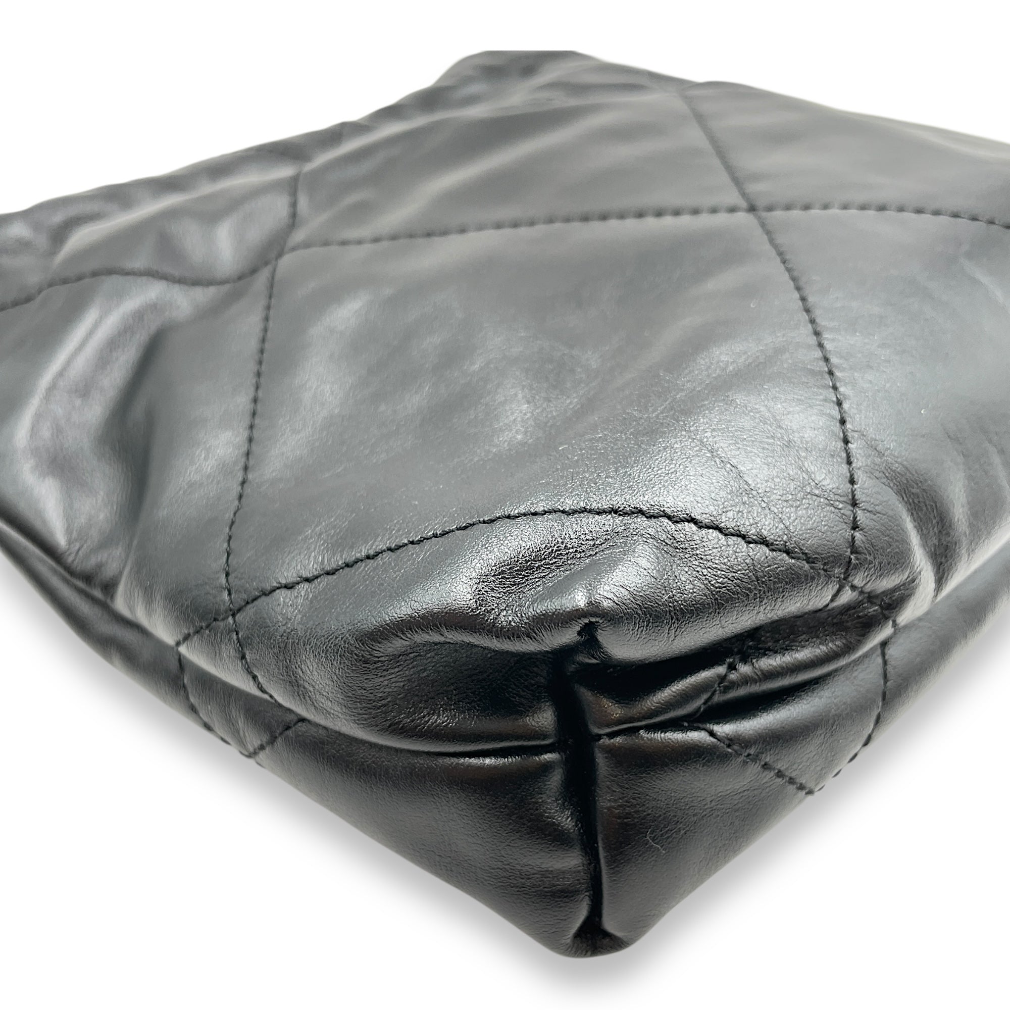C22 Mini Black Tote Bag in Calfskin, Gold hardware