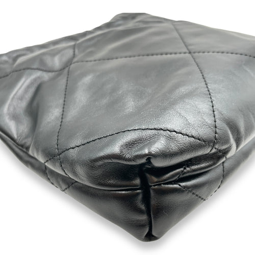 C22 Mini Black Tote Bag in Calfskin, Gold hardware