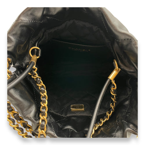 C22 Mini Black Tote Bag in Calfskin, Gold hardware