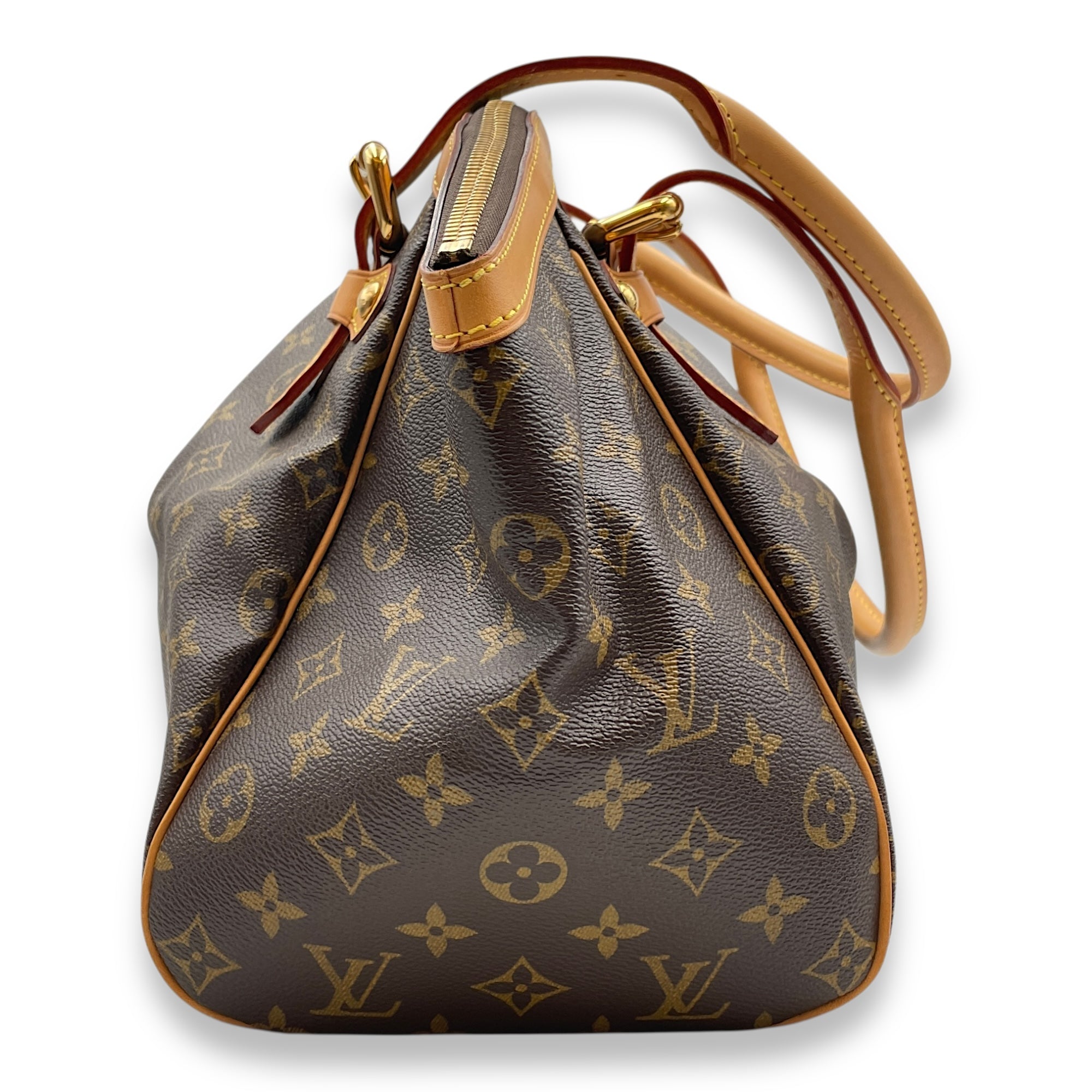Tivoli GM Monogram Brown Top Handle Bag in Canvas, Gold hardware