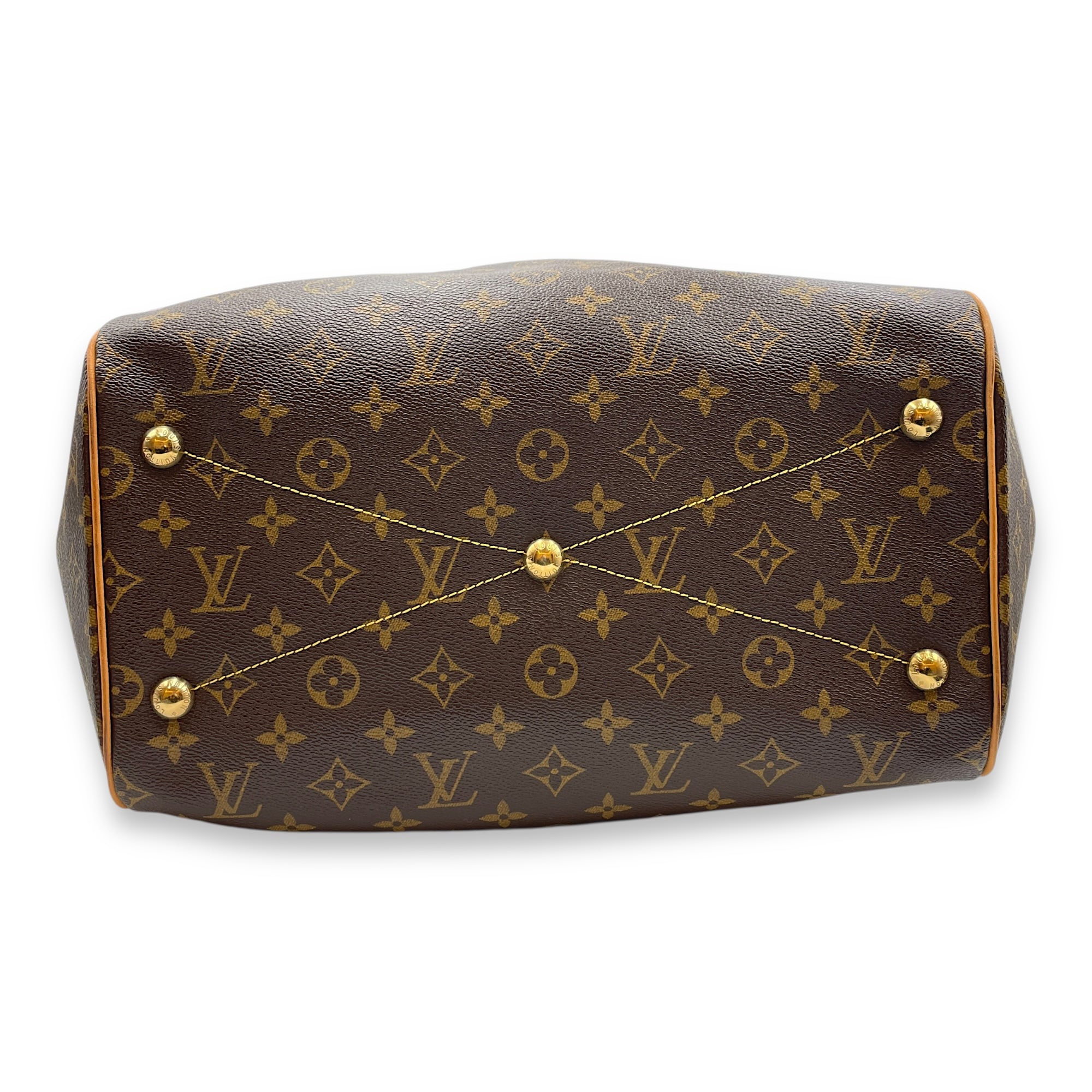 Tivoli GM Monogram Brown Top Handle Bag in Canvas, Gold hardware
