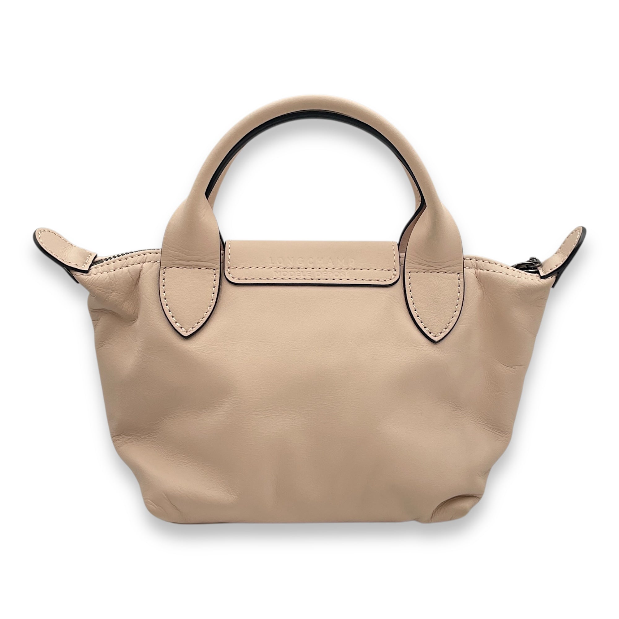 Le Pliage Xtra XS Nude Crossbody Bag in Calfskin, Ruthenium hardware
